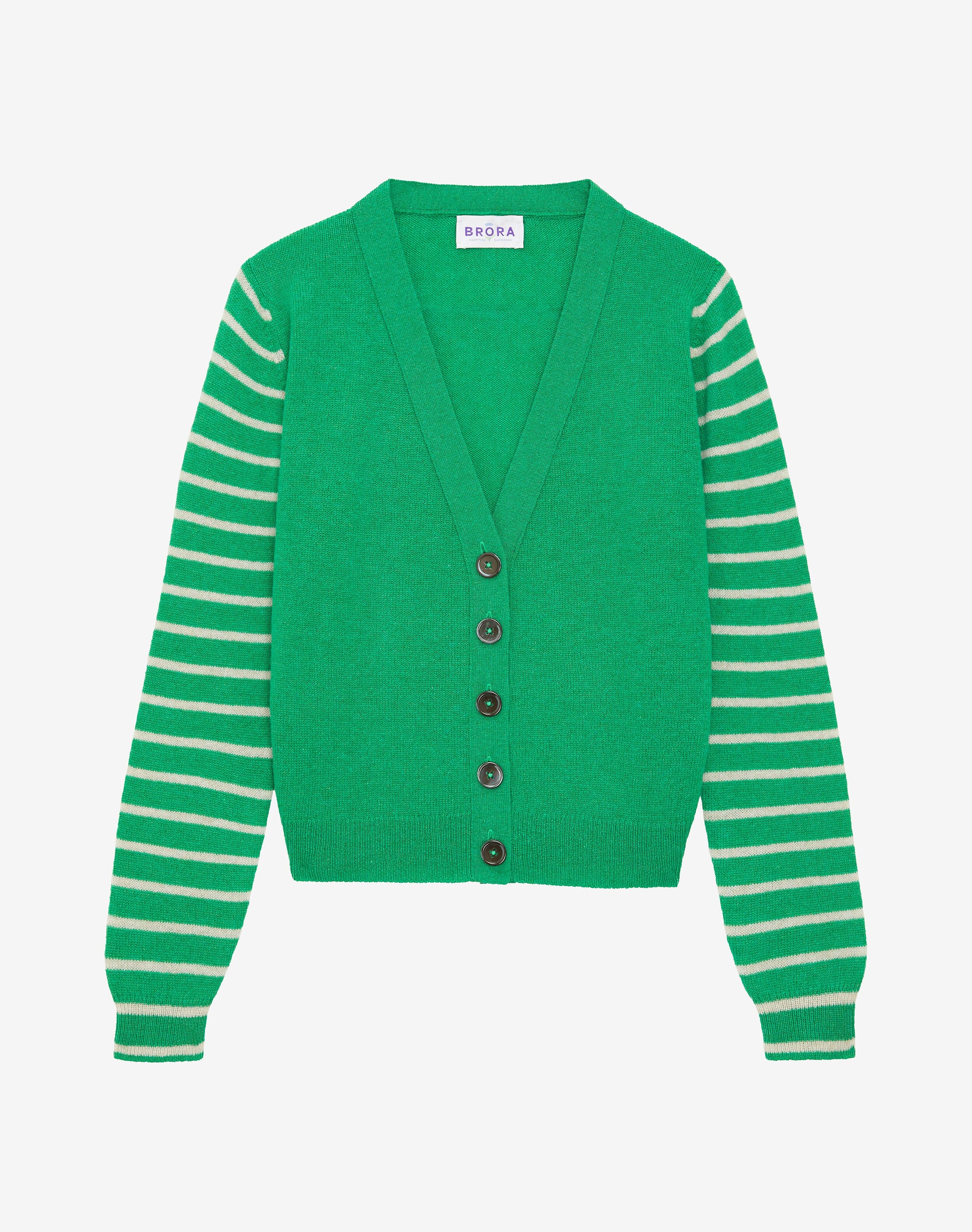 Cashmere Contrast Sleeve Cardigan