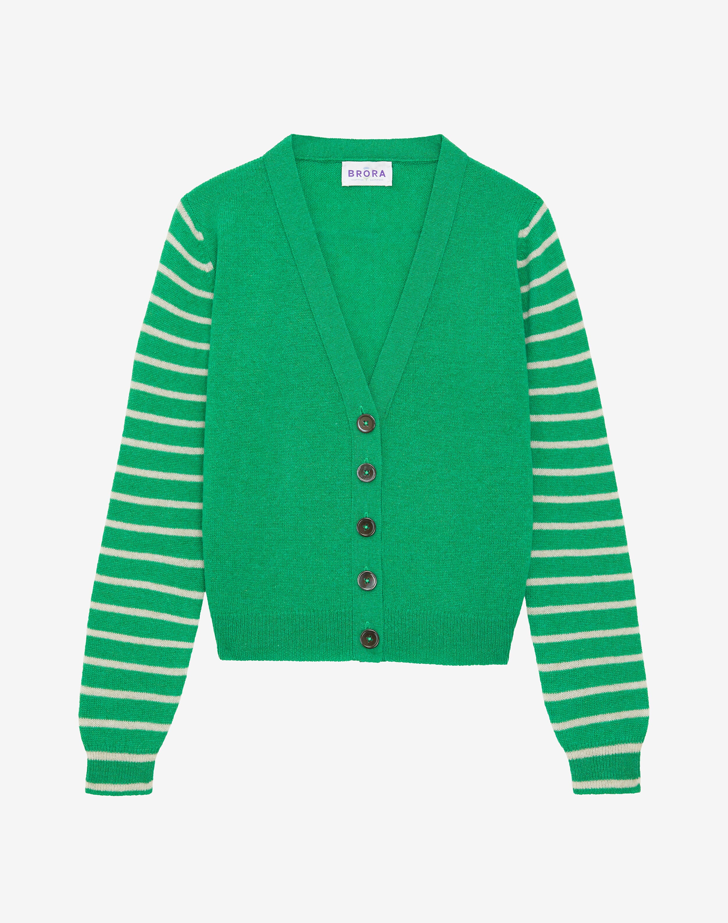 Cashmere Contrast Sleeve Cardigan