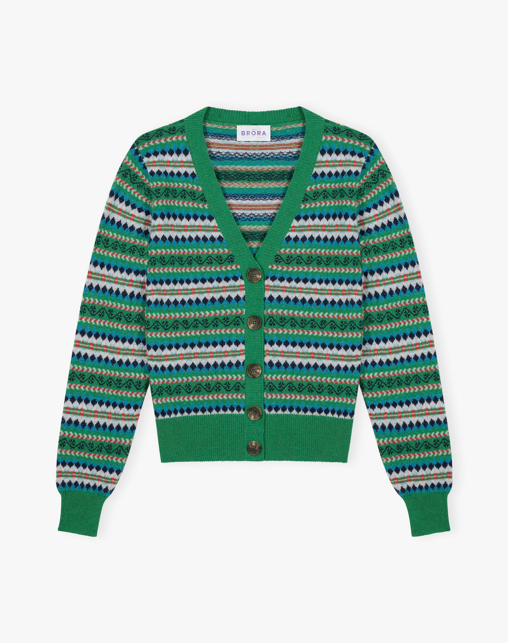 Cashmere Fair Isle V Neck Cardigan