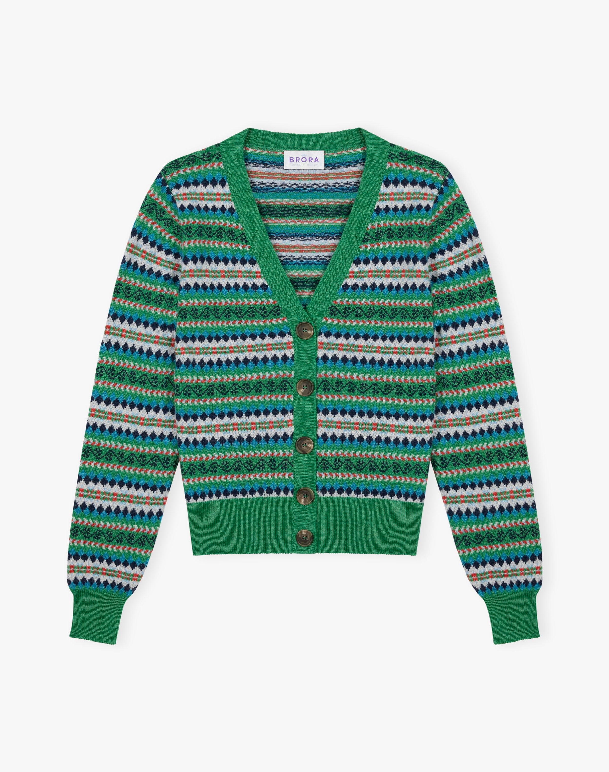Cashmere Fair Isle V Neck Cardigan