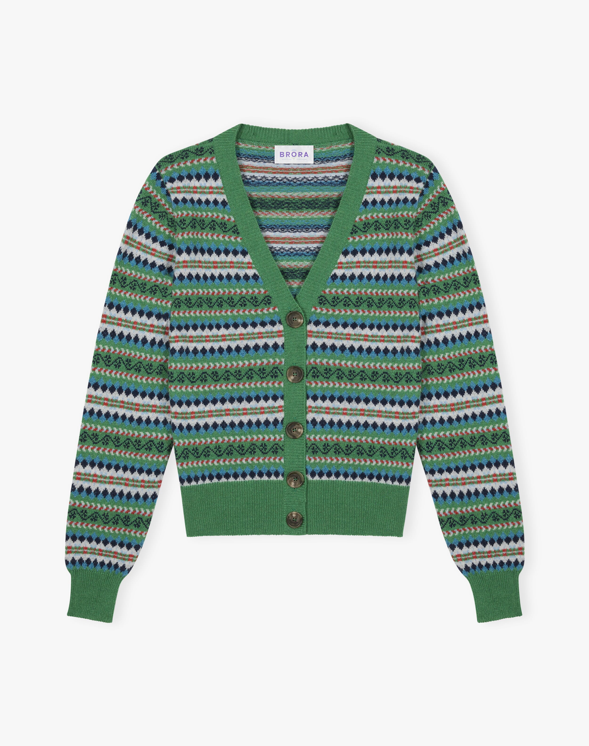 Cashmere Fair Isle V Neck Cardigan