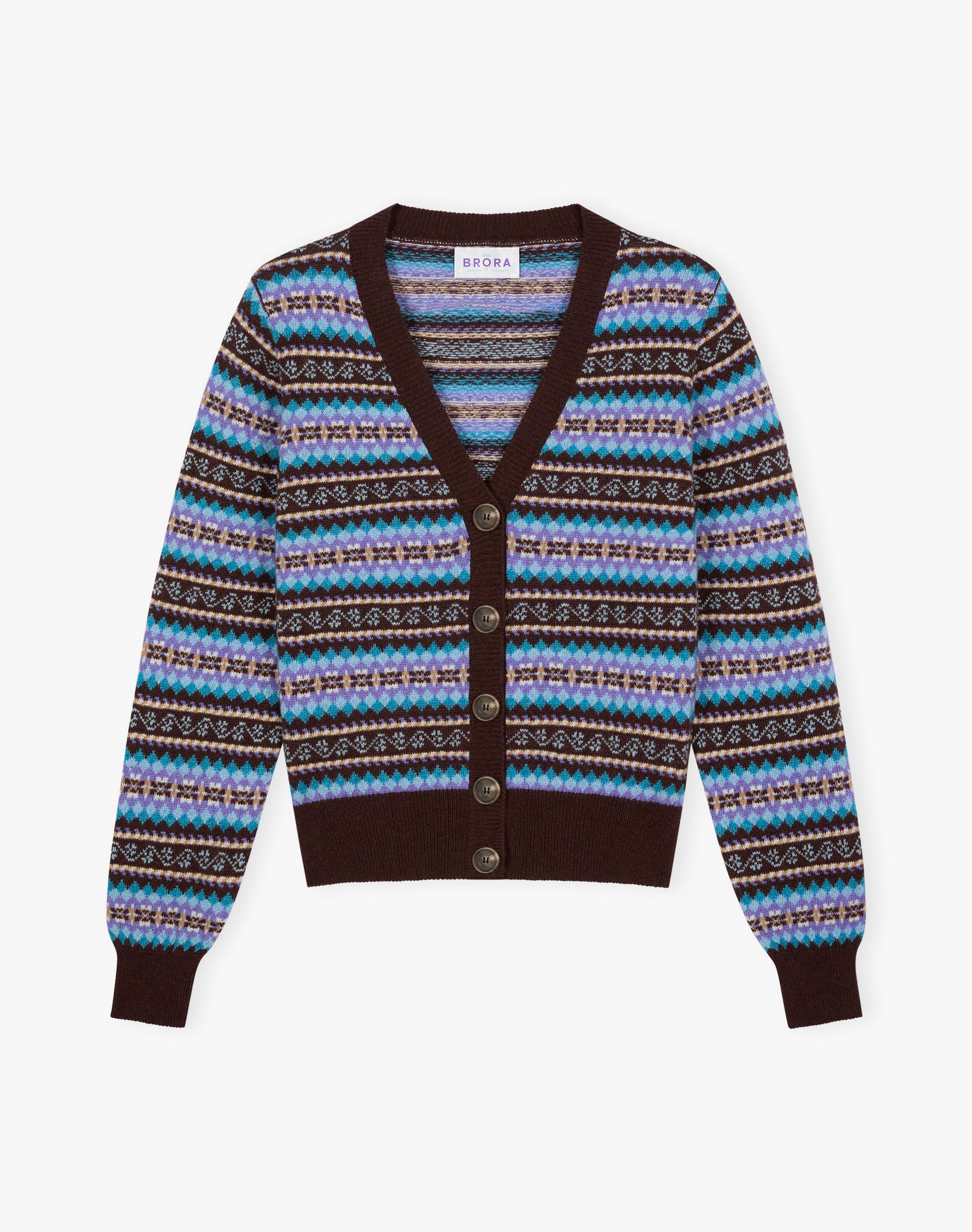 Cashmere Fair Isle V Neck Cardigan
