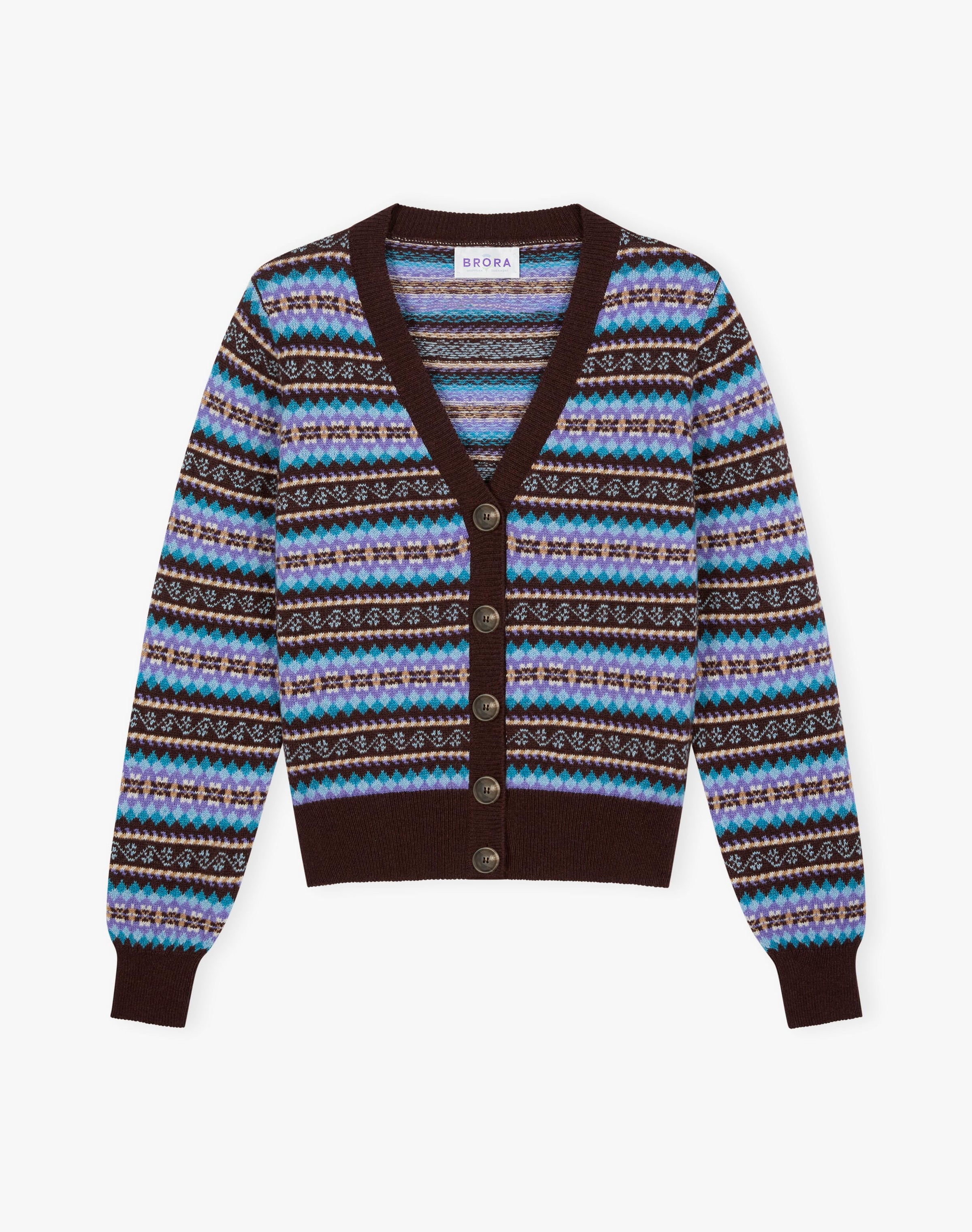 Cashmere Fair Isle V Neck Cardigan