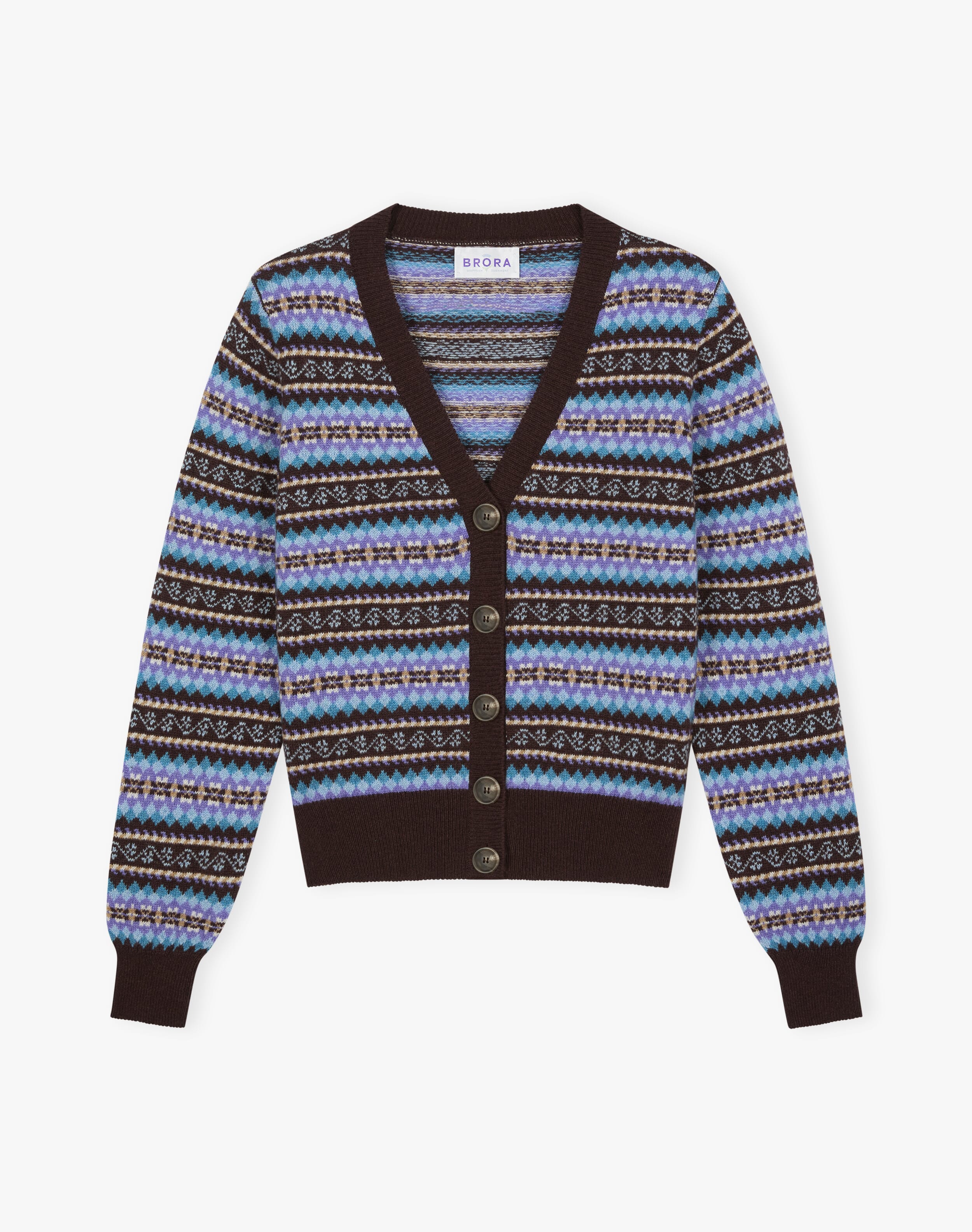 Cashmere Fair Isle V Neck Cardigan