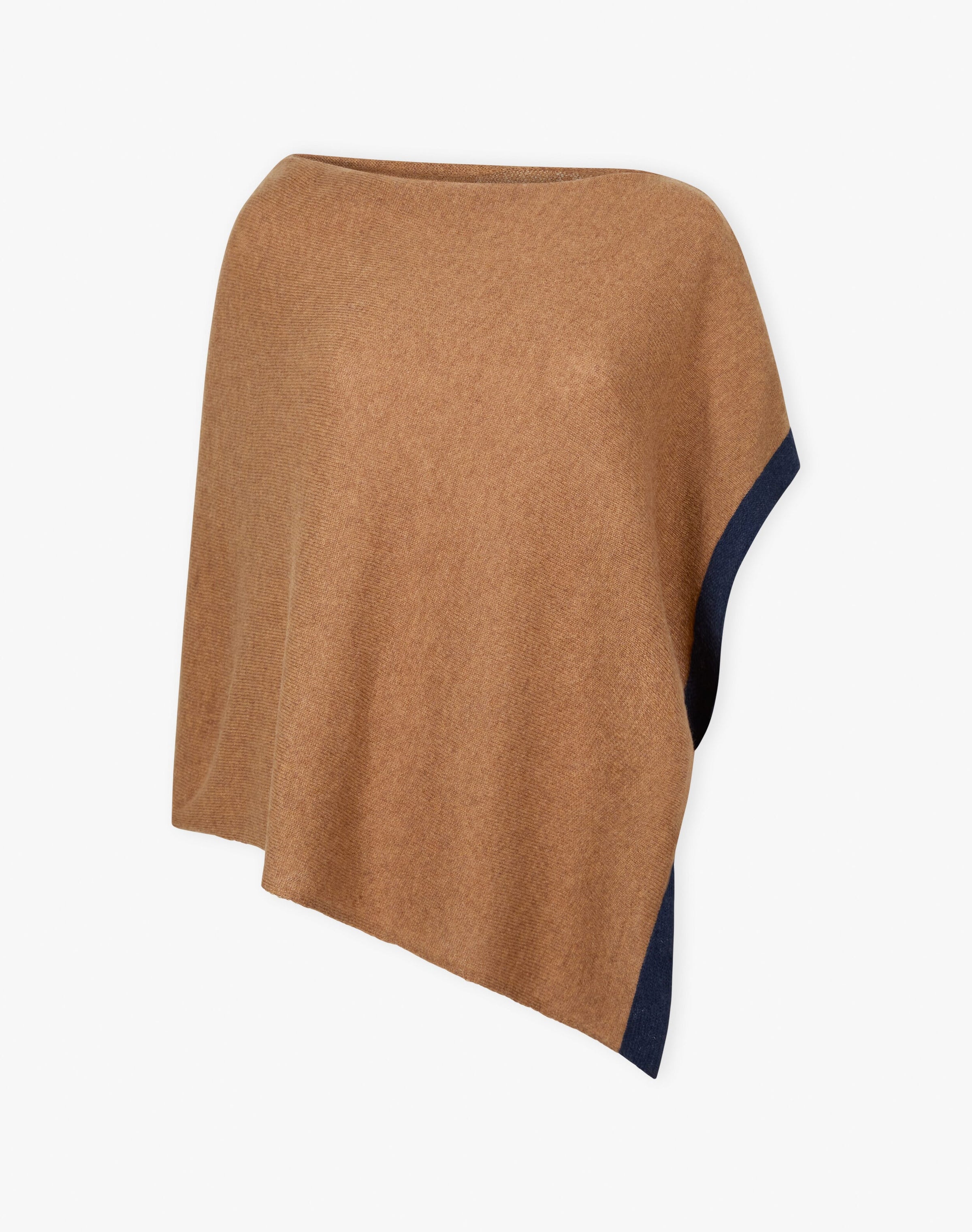 Cashmere Contrast Trim Gauzy Knit Poncho
