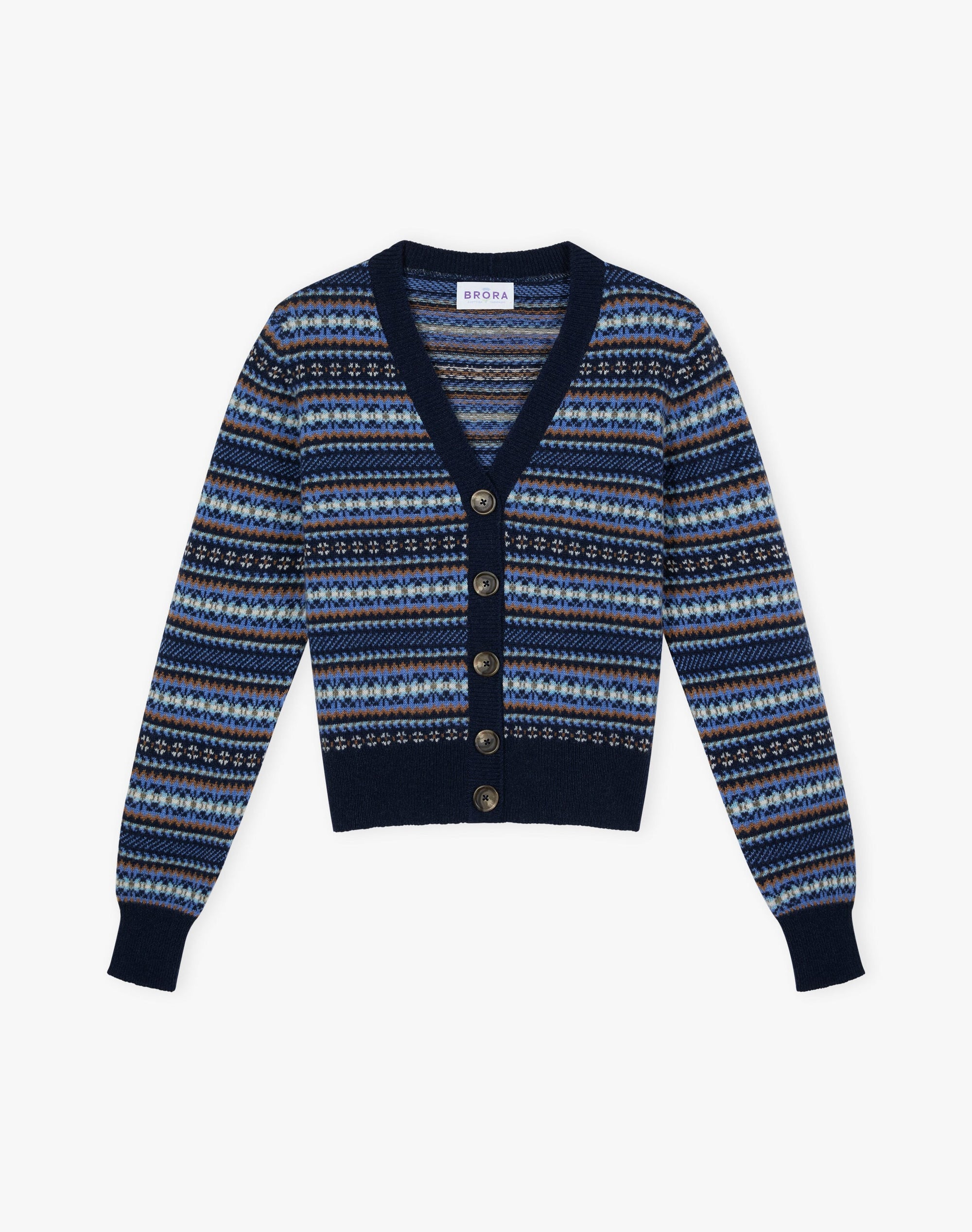 Cashmere Fair Isle V Neck Cardigan