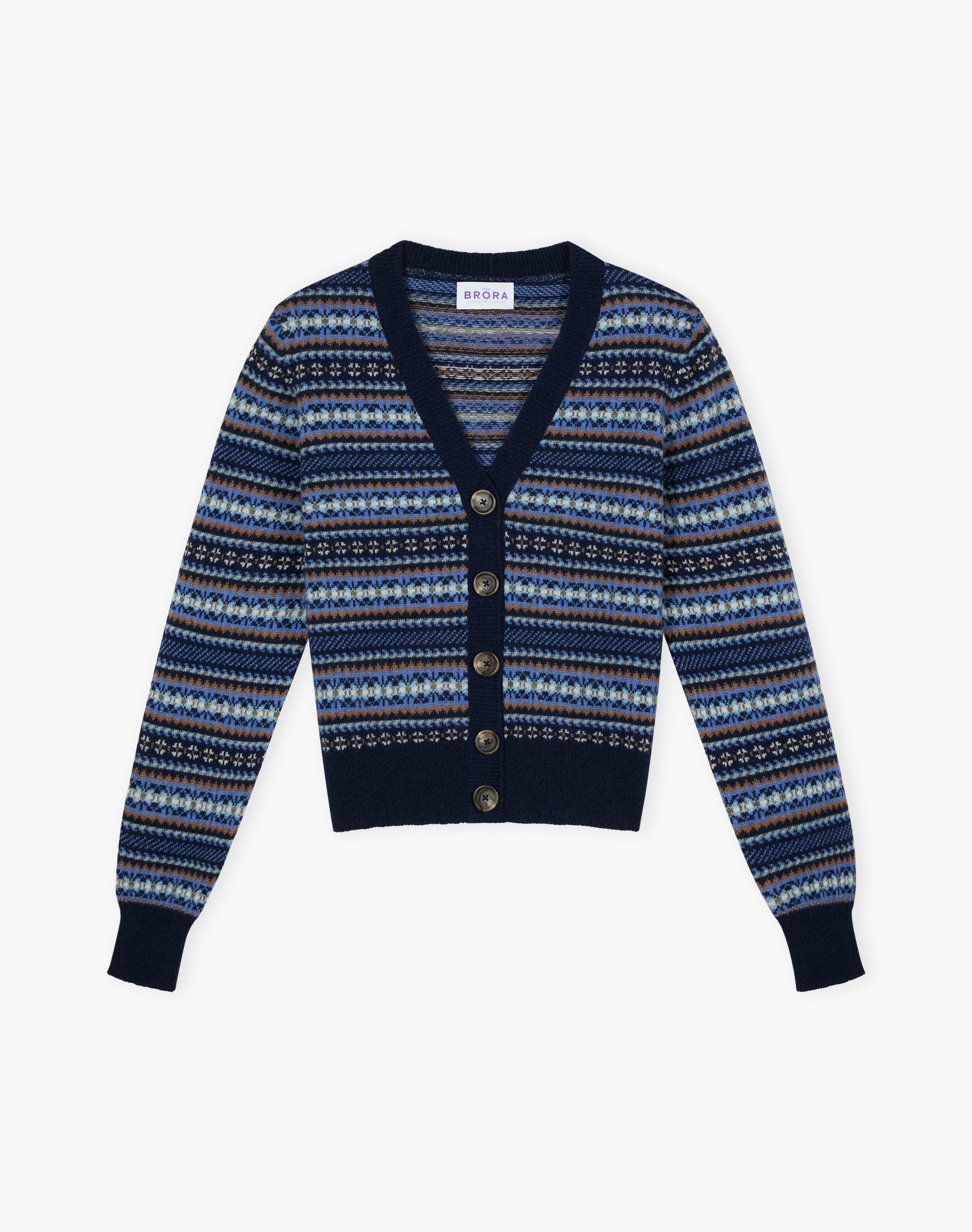 Cashmere Fair Isle V Neck Cardigan