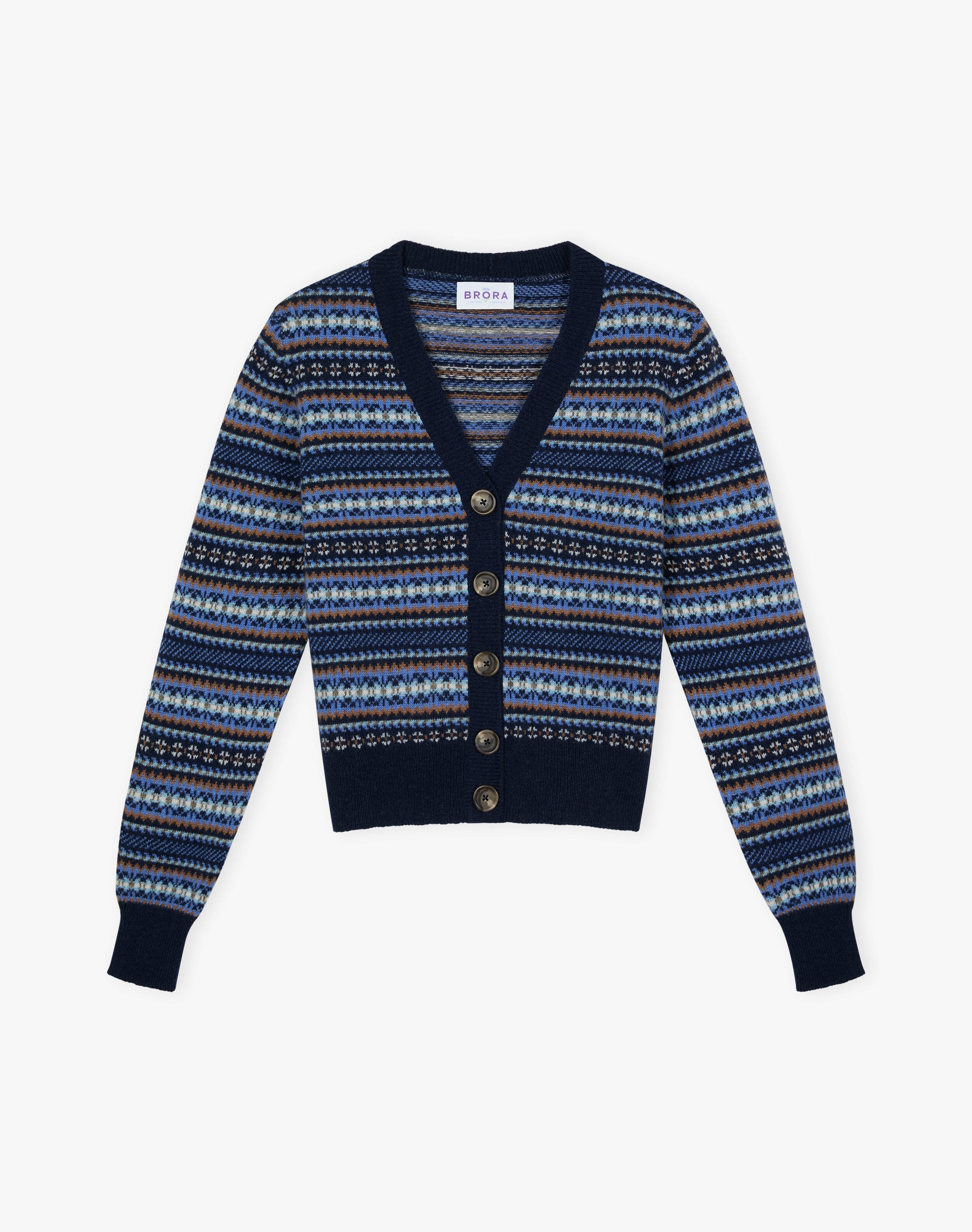 Cashmere Fair Isle V Neck Cardigan
