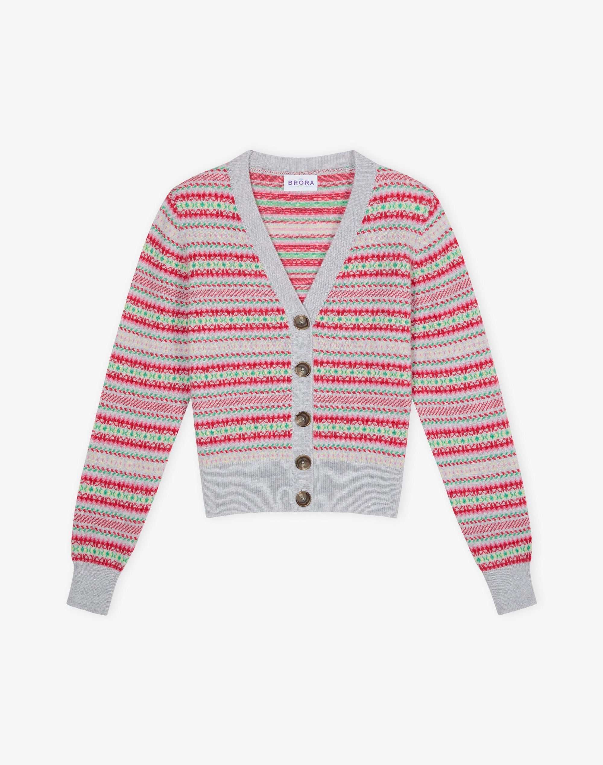Cashmere Fair Isle V Neck Cardigan