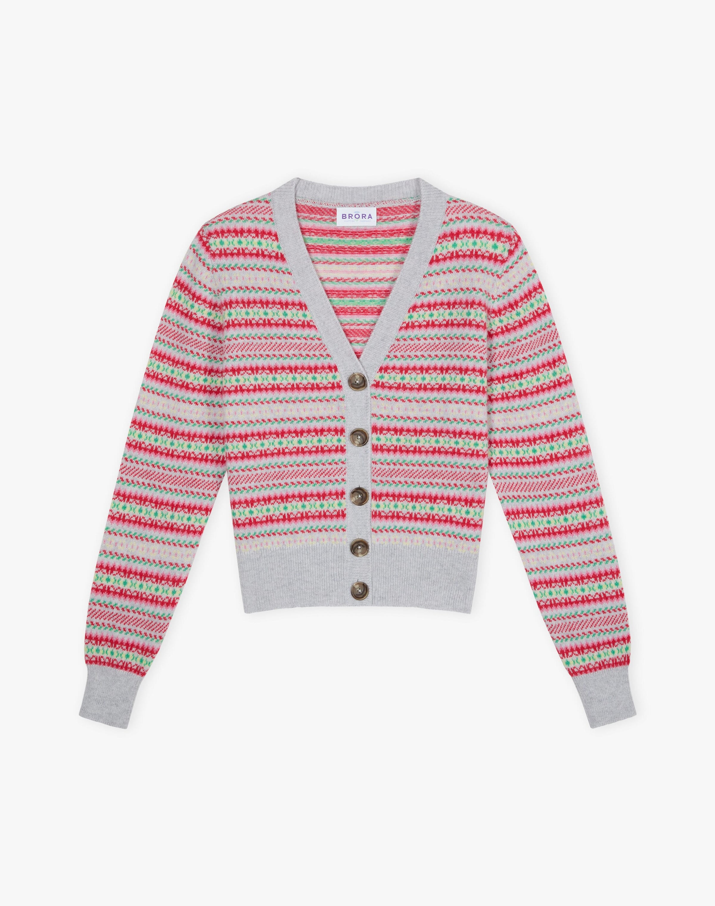 Cashmere Fair Isle V Neck Cardigan