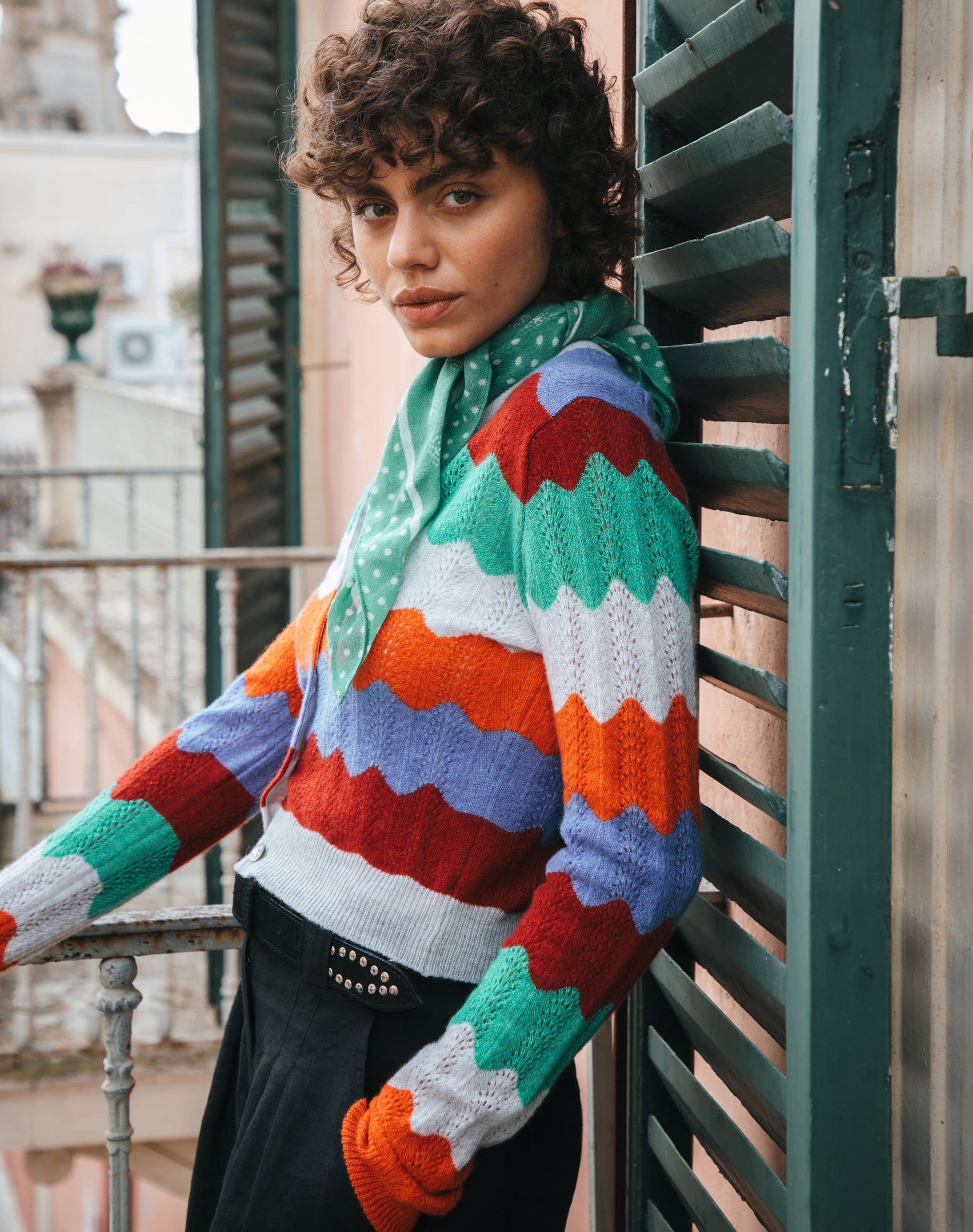 Cashmere Wave Knit Cardigan