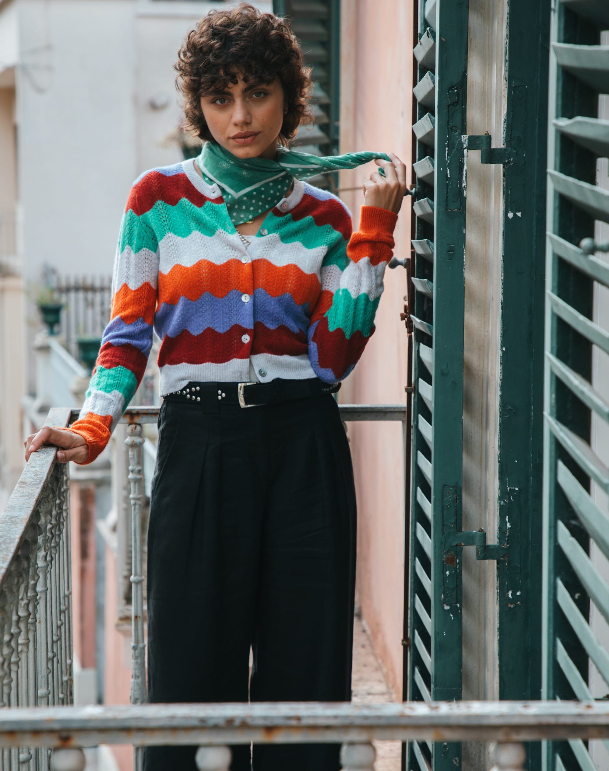 Cashmere Wave Knit Cardigan