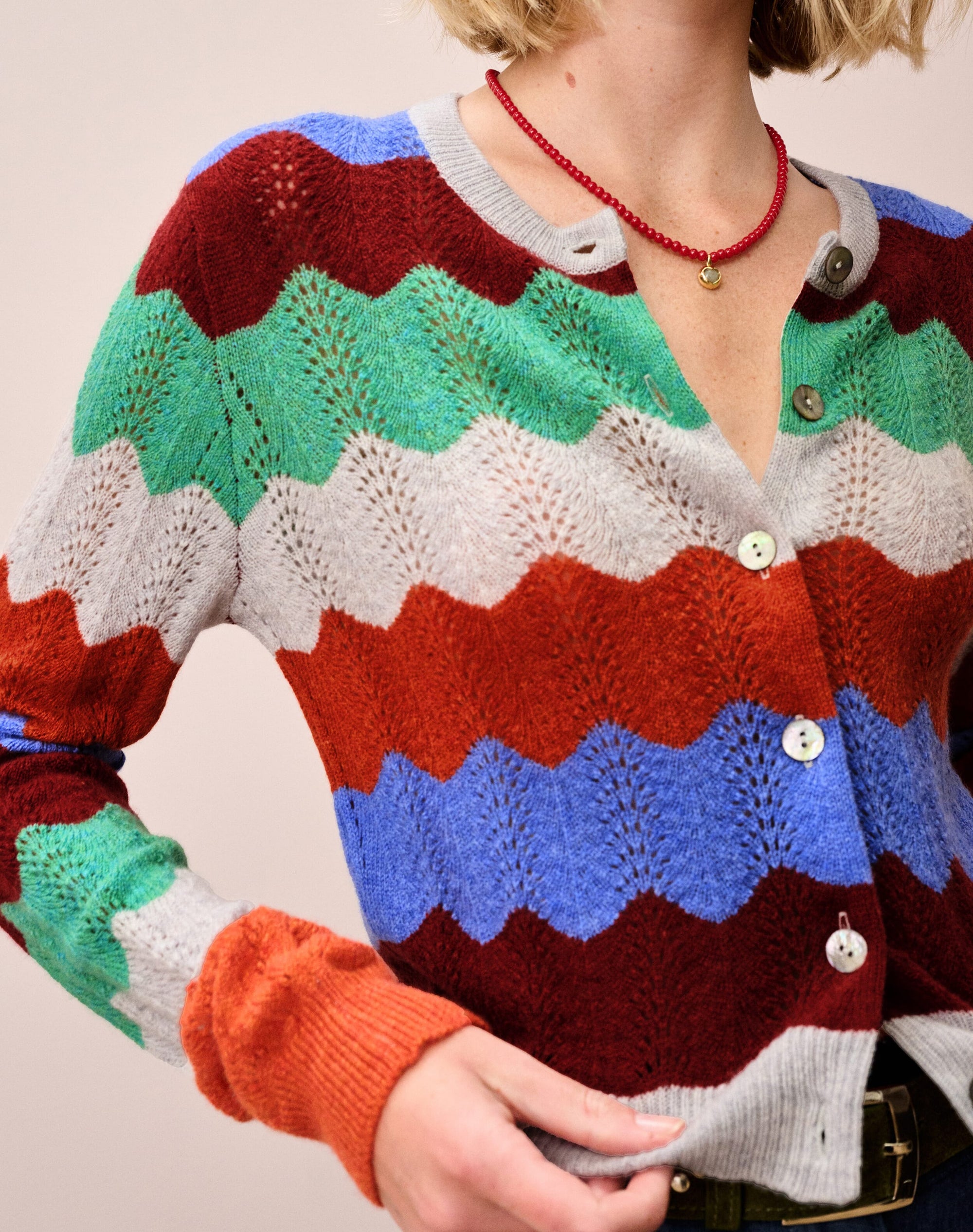 Cashmere Wave Knit Cardigan