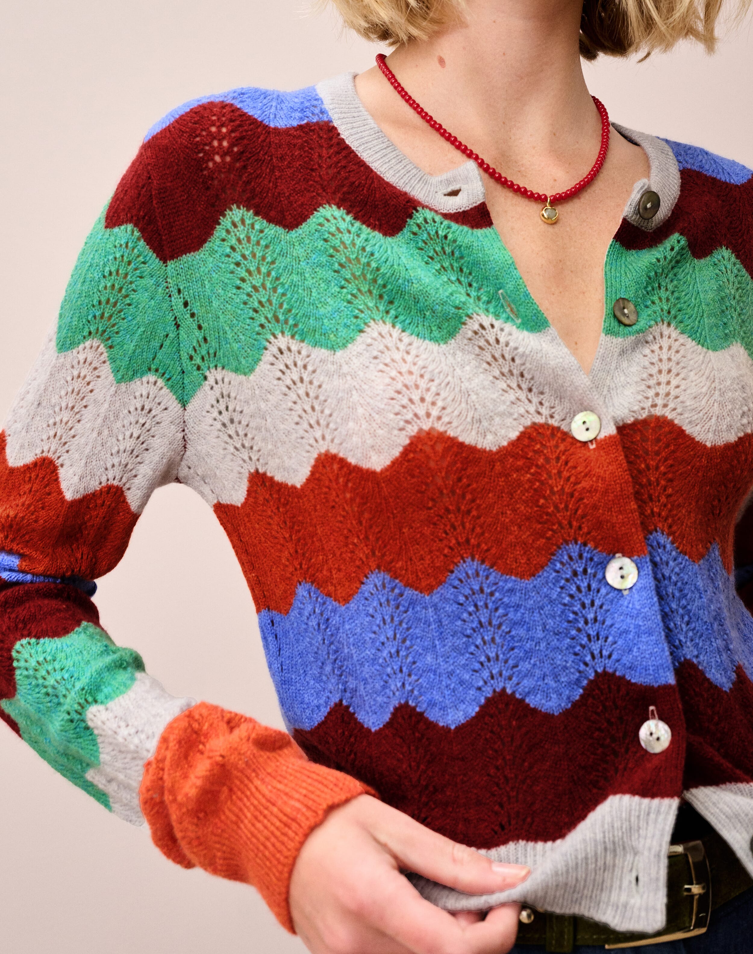 Cashmere Wave Knit Cardigan