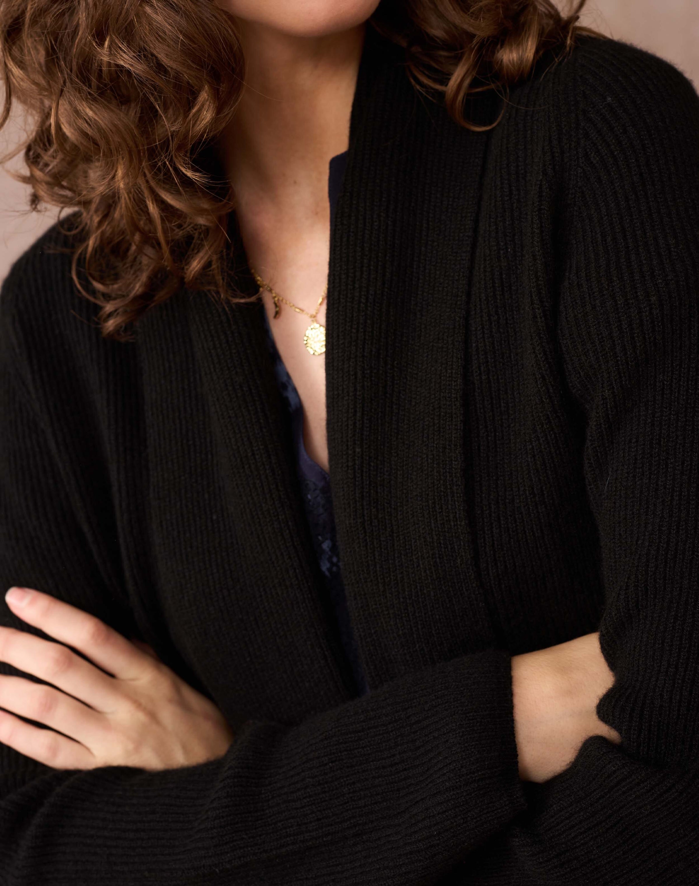 Cashmere Shawl Ribbed Cardigan
