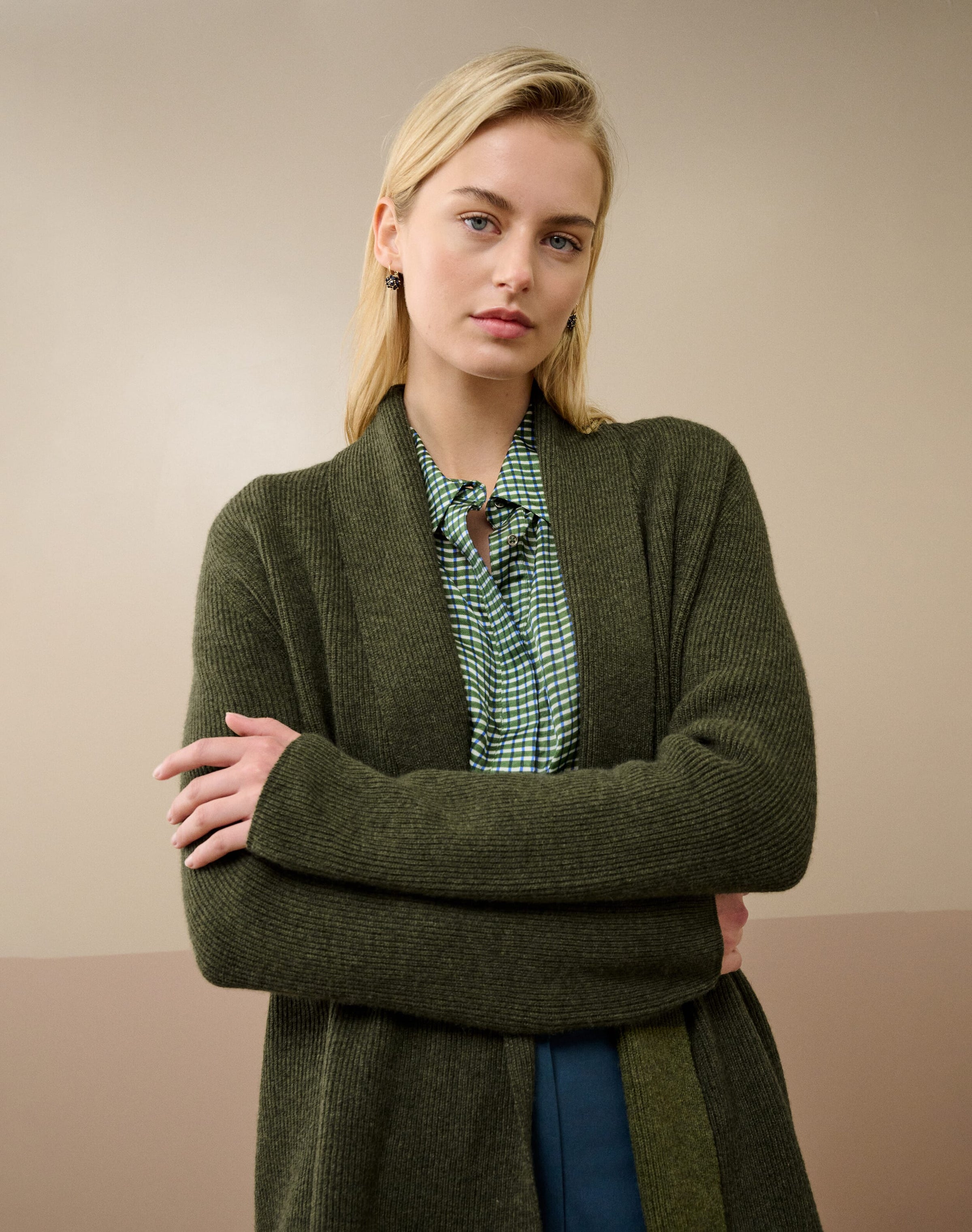 Cashmere Shawl Ribbed Cardigan