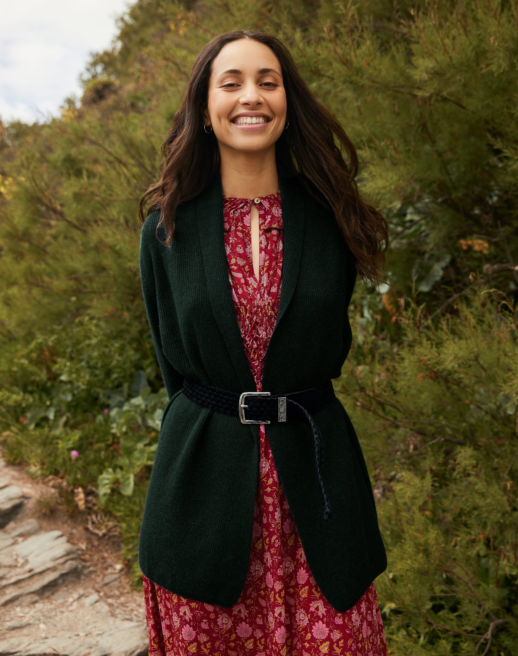 Cashmere Shawl Ribbed Cardigan