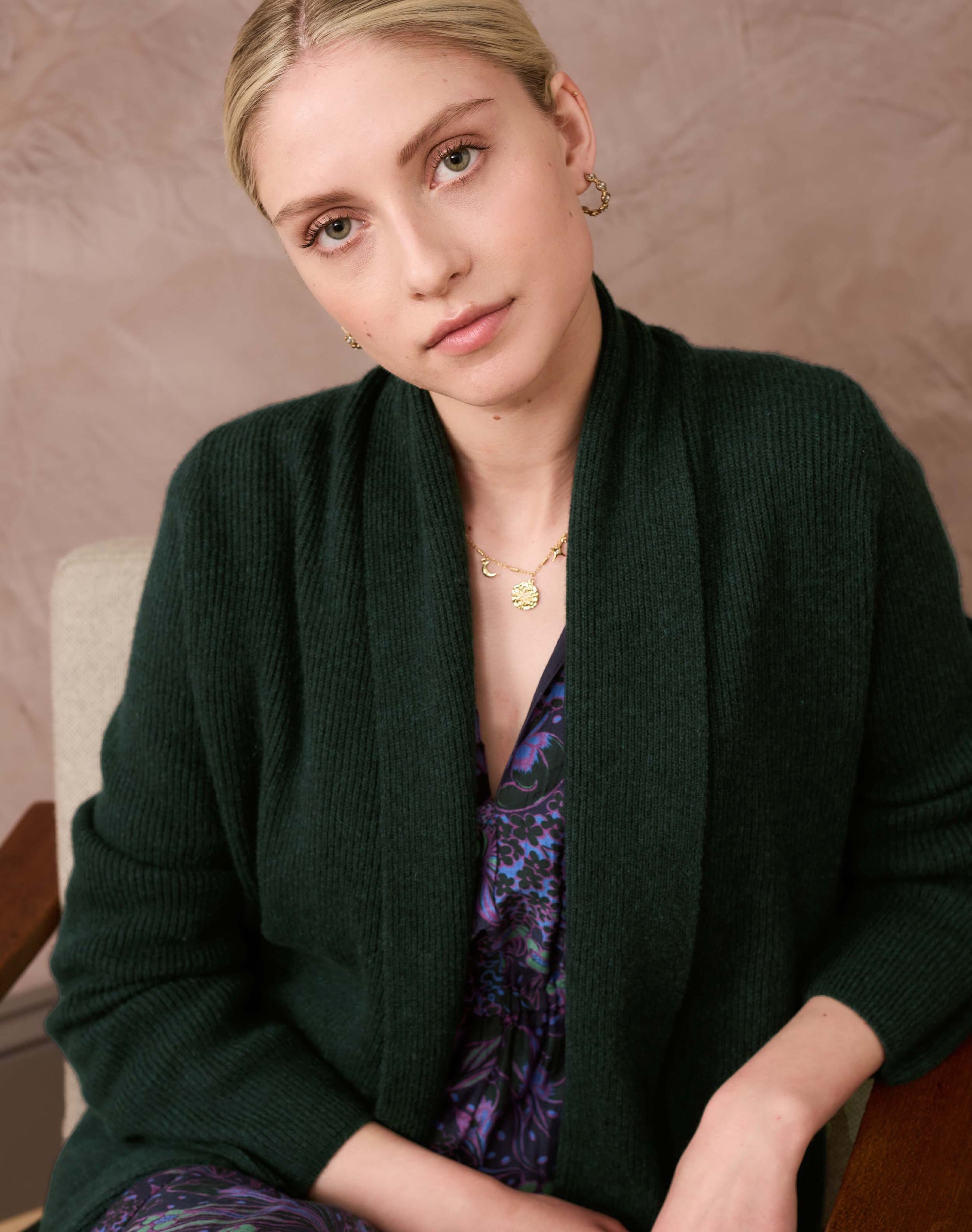 Cashmere Shawl Ribbed Cardigan