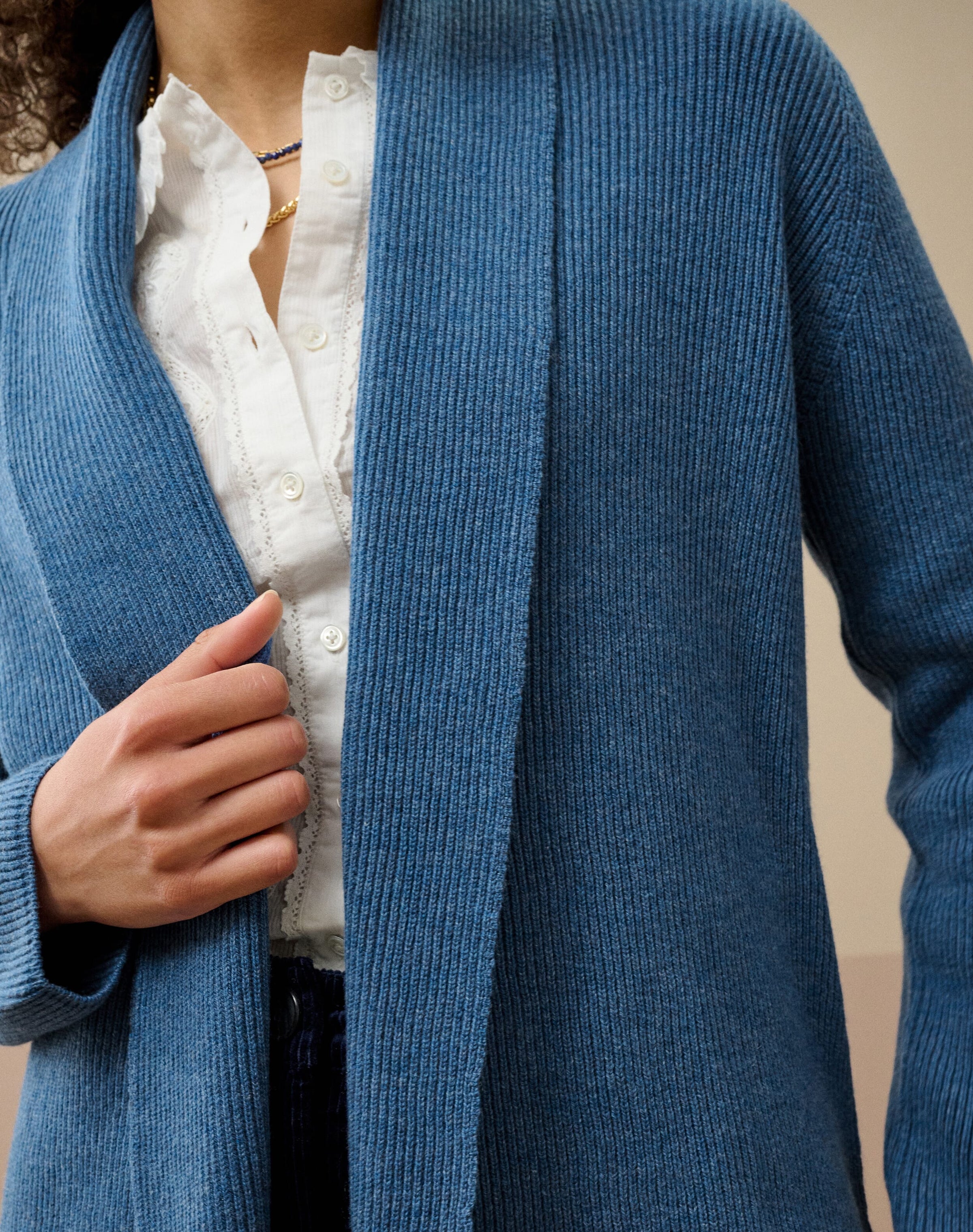 Cashmere Shawl Ribbed Cardigan