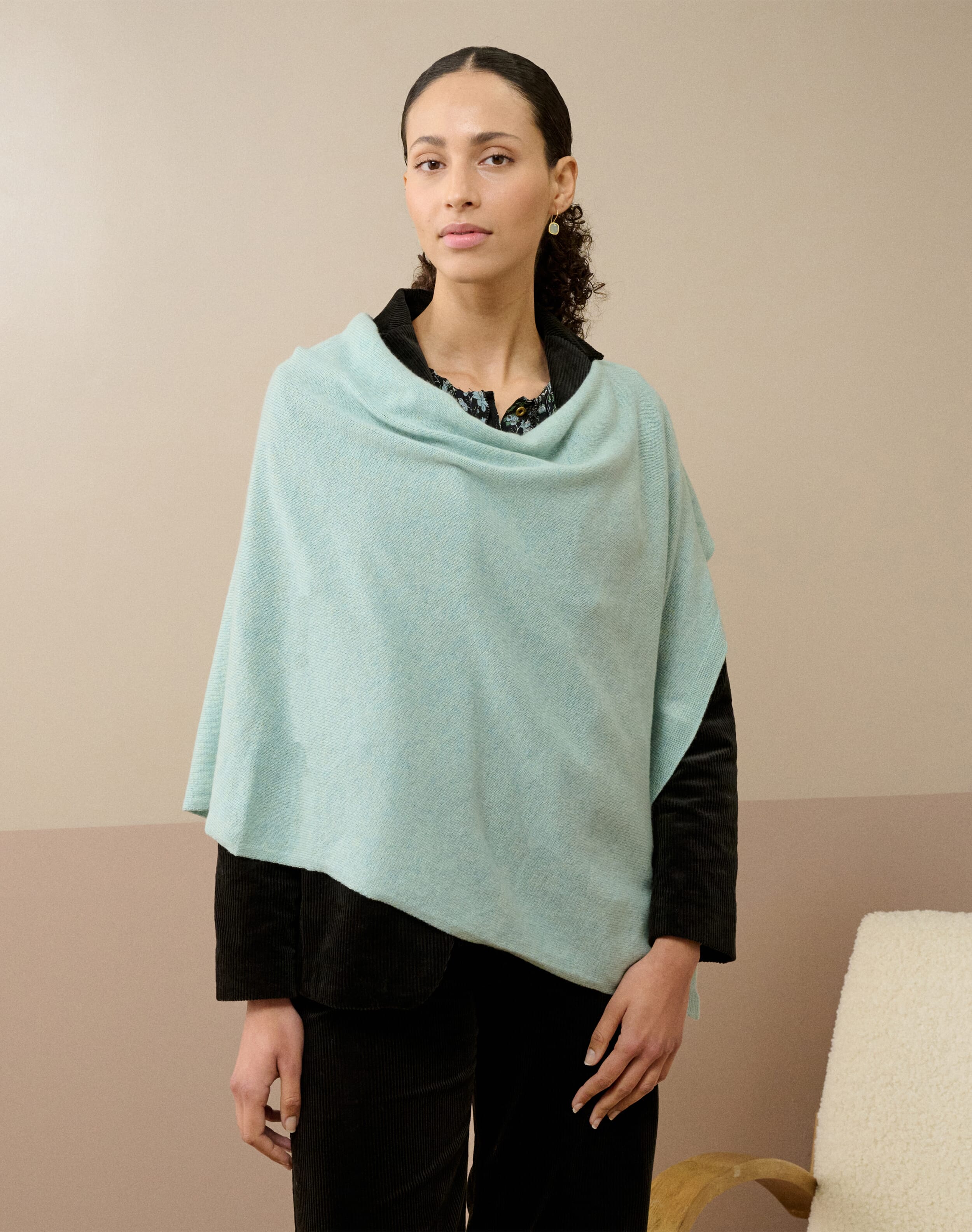 Cashmere Gauzy Knit Poncho
