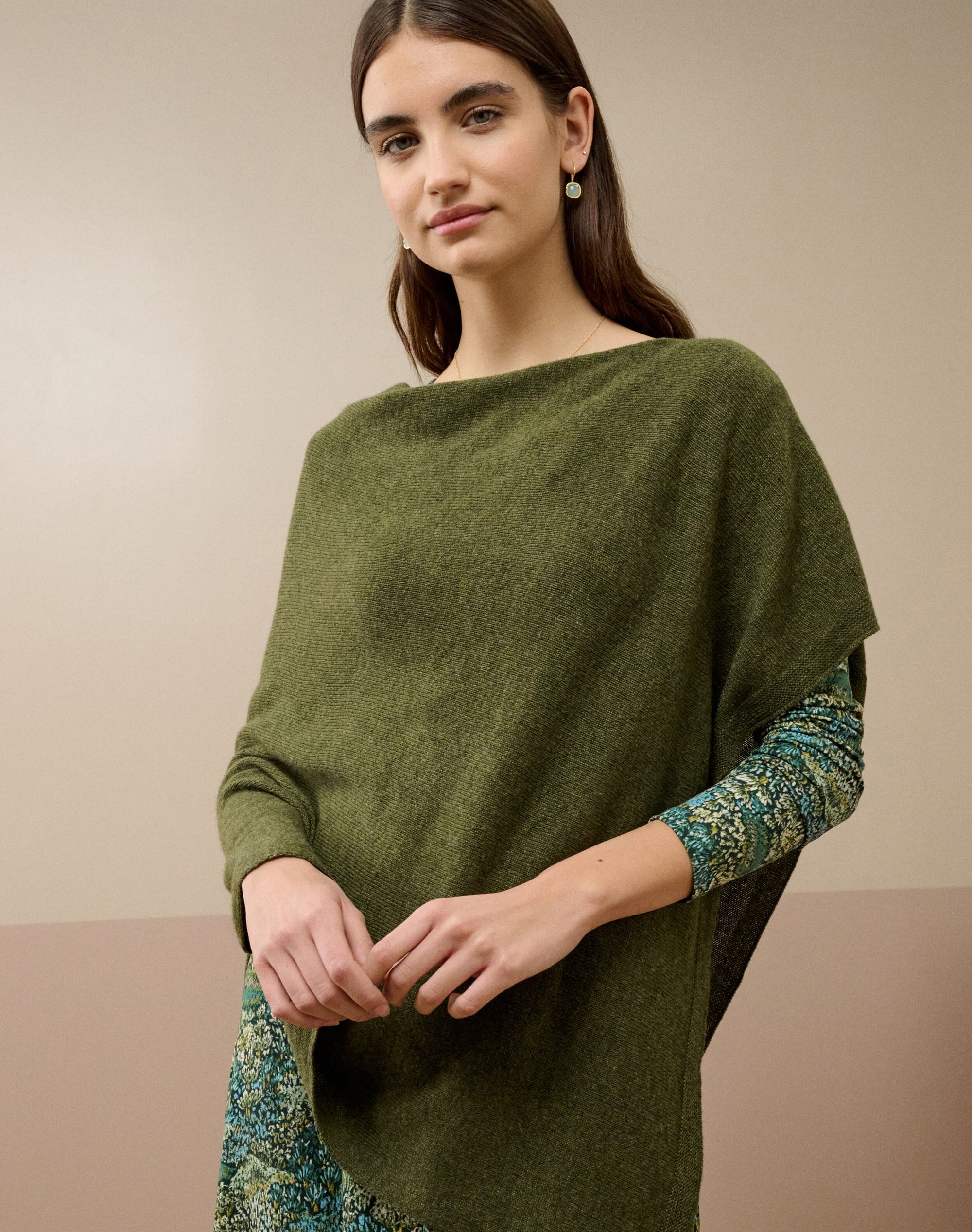 Cashmere Gauzy Knit Poncho