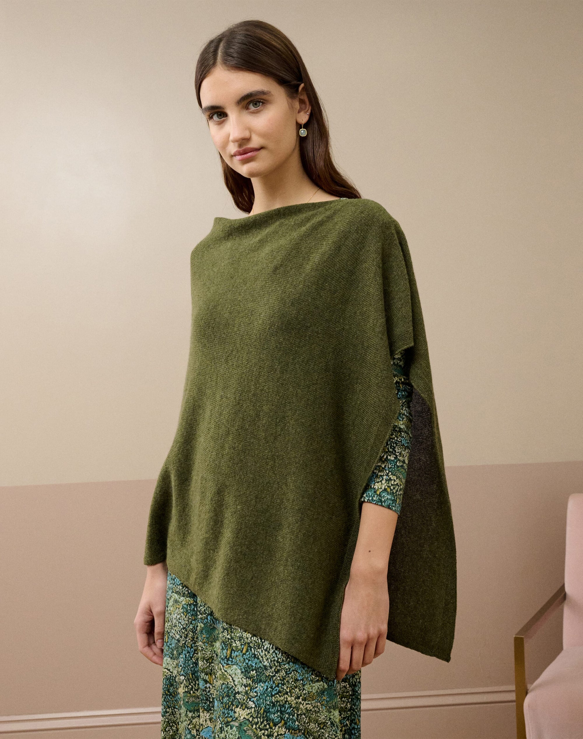 Cashmere Gauzy Knit Poncho