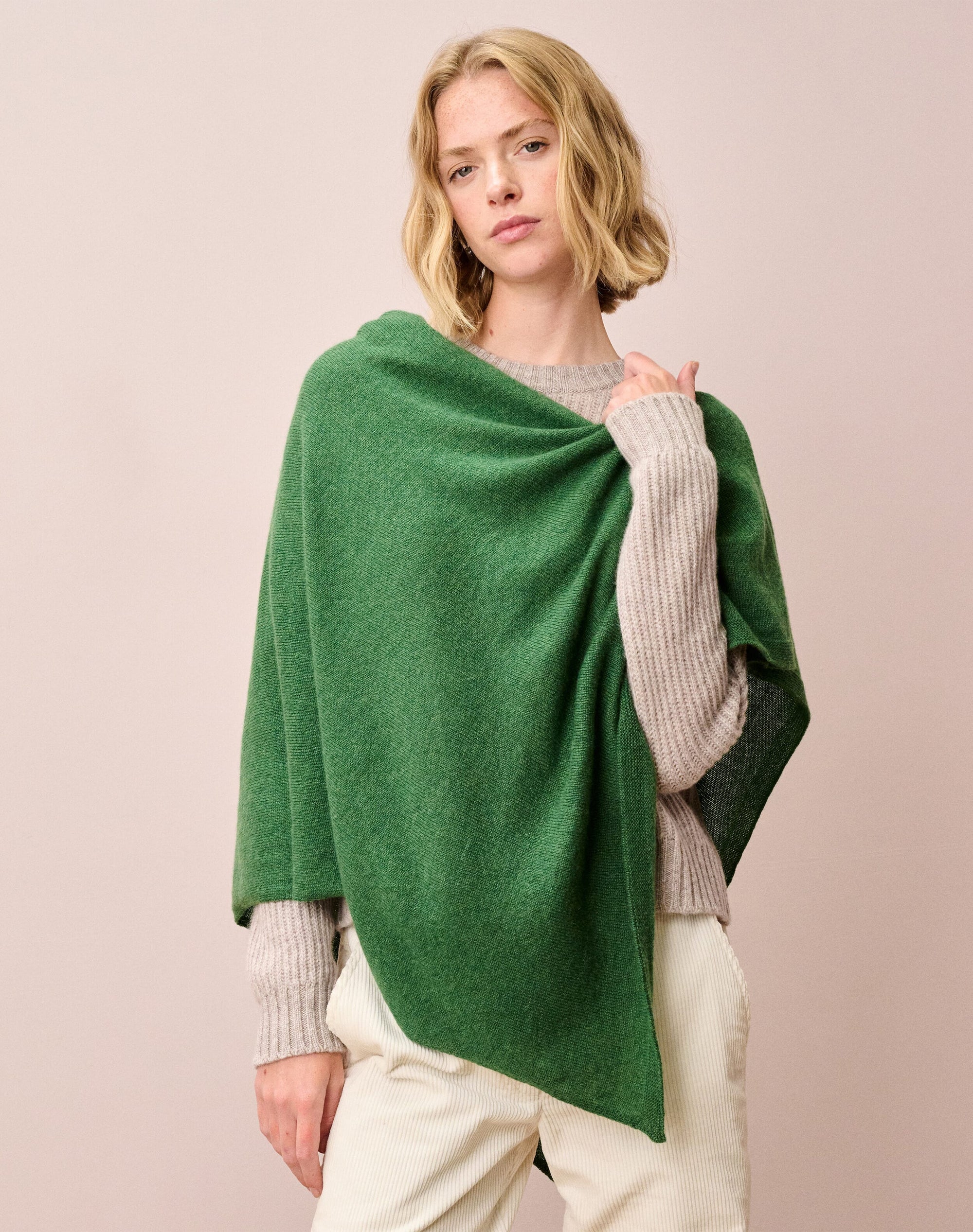 Cashmere Gauzy Knit Poncho