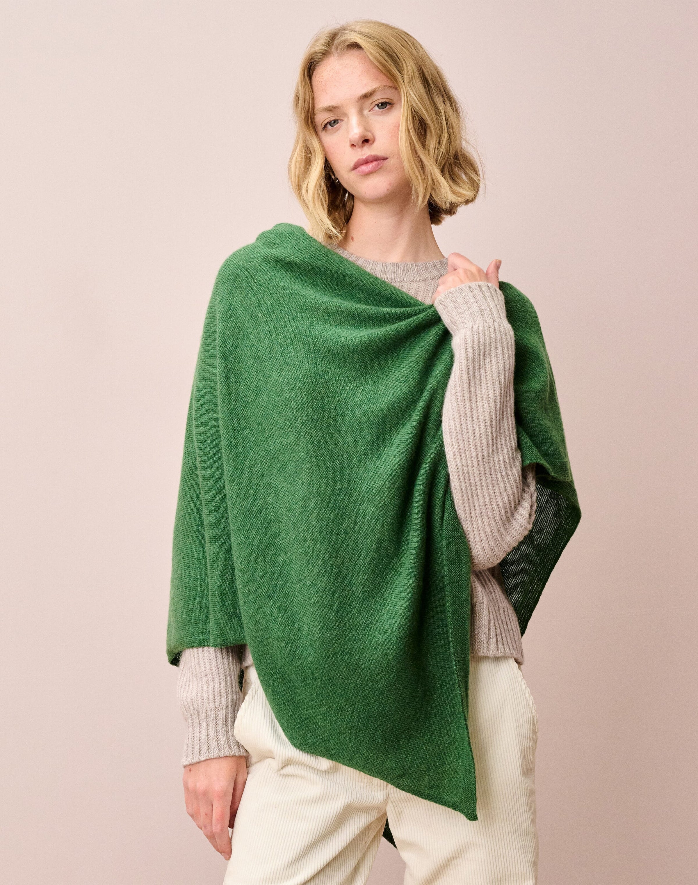 Cashmere Gauzy Knit Poncho