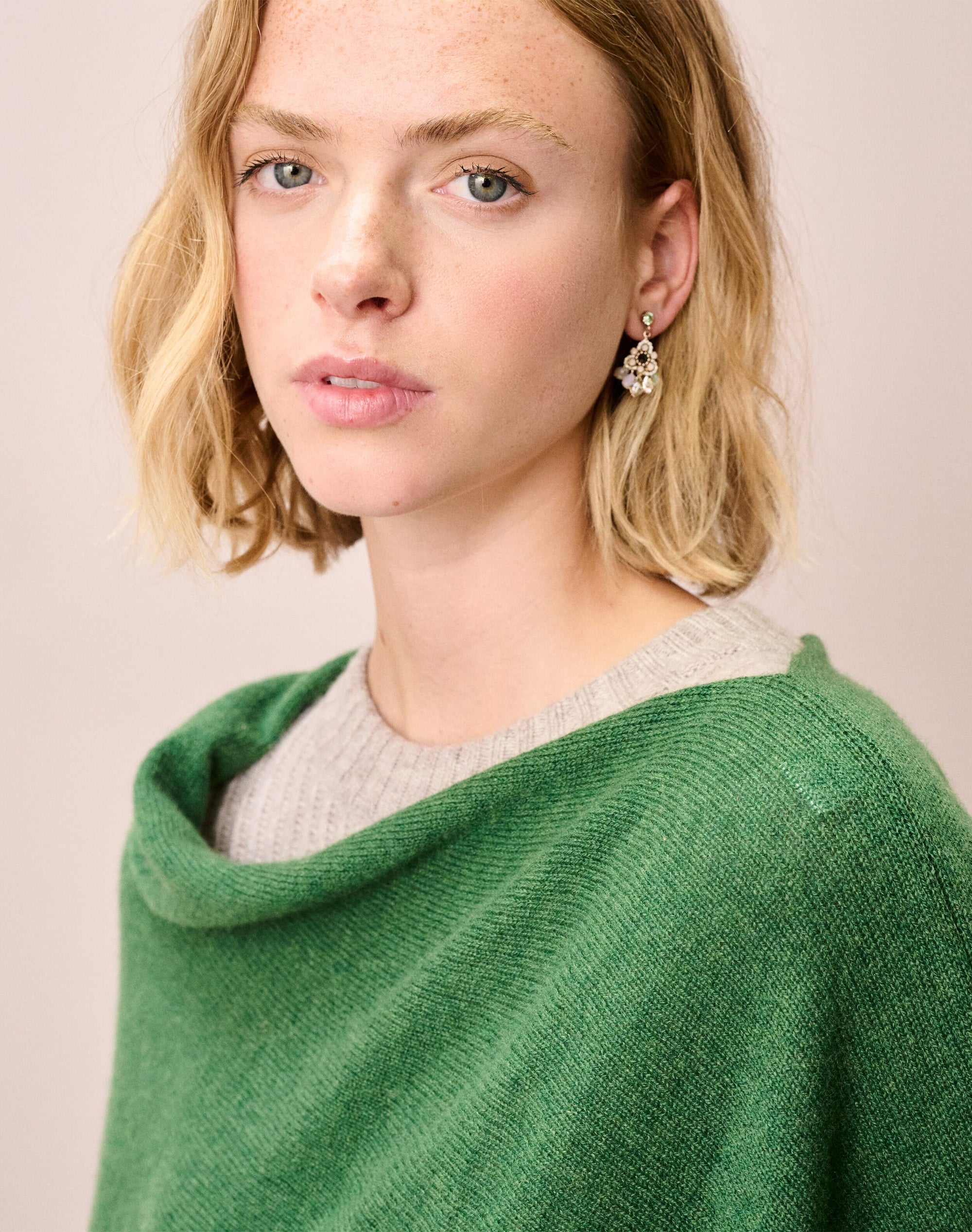 Cashmere Gauzy Knit Poncho