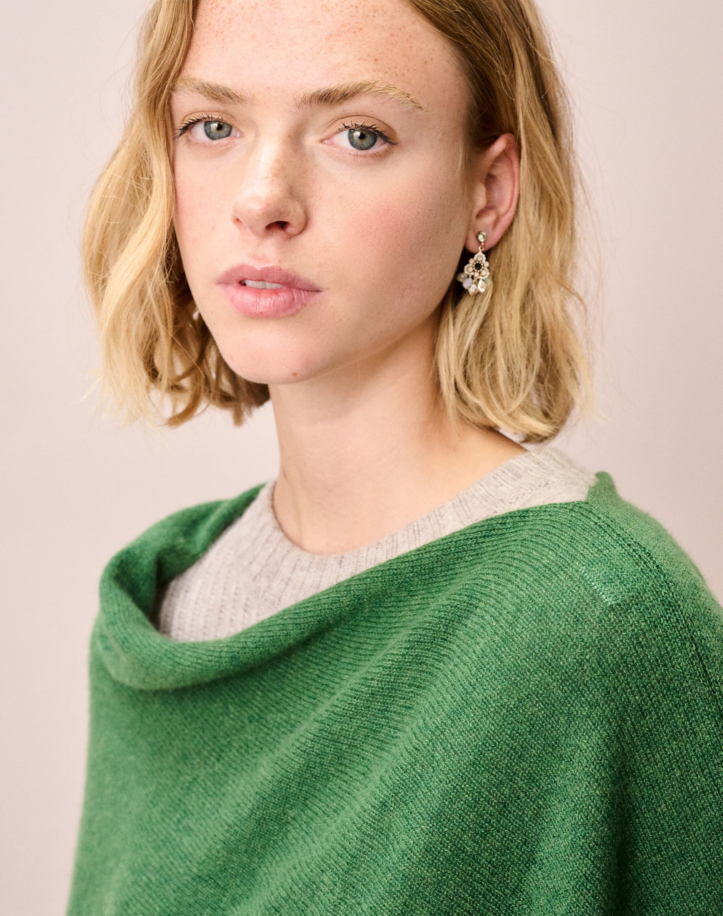 Cashmere Gauzy Knit Poncho