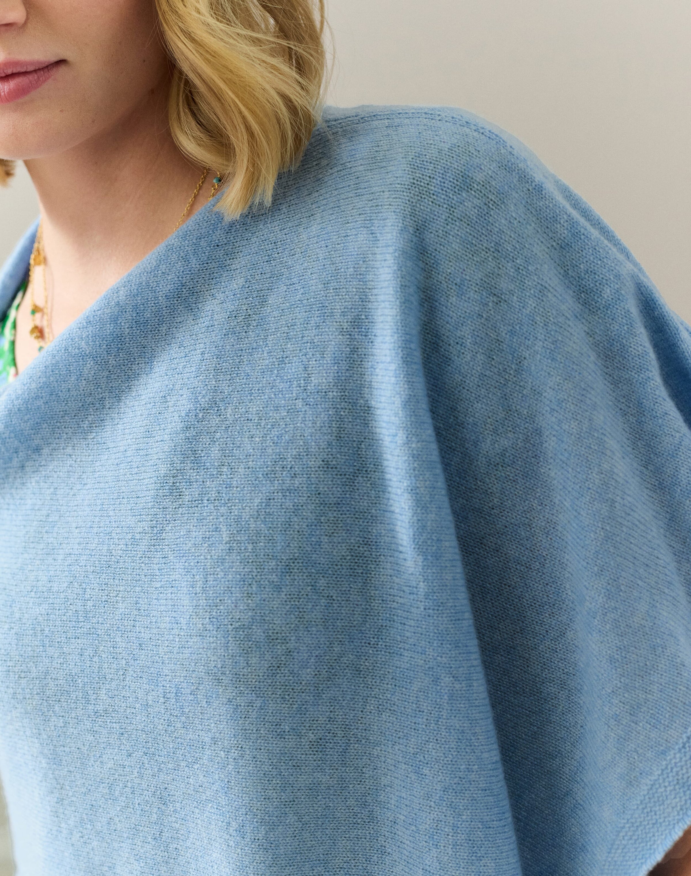 Cashmere Gauzy Knit Poncho