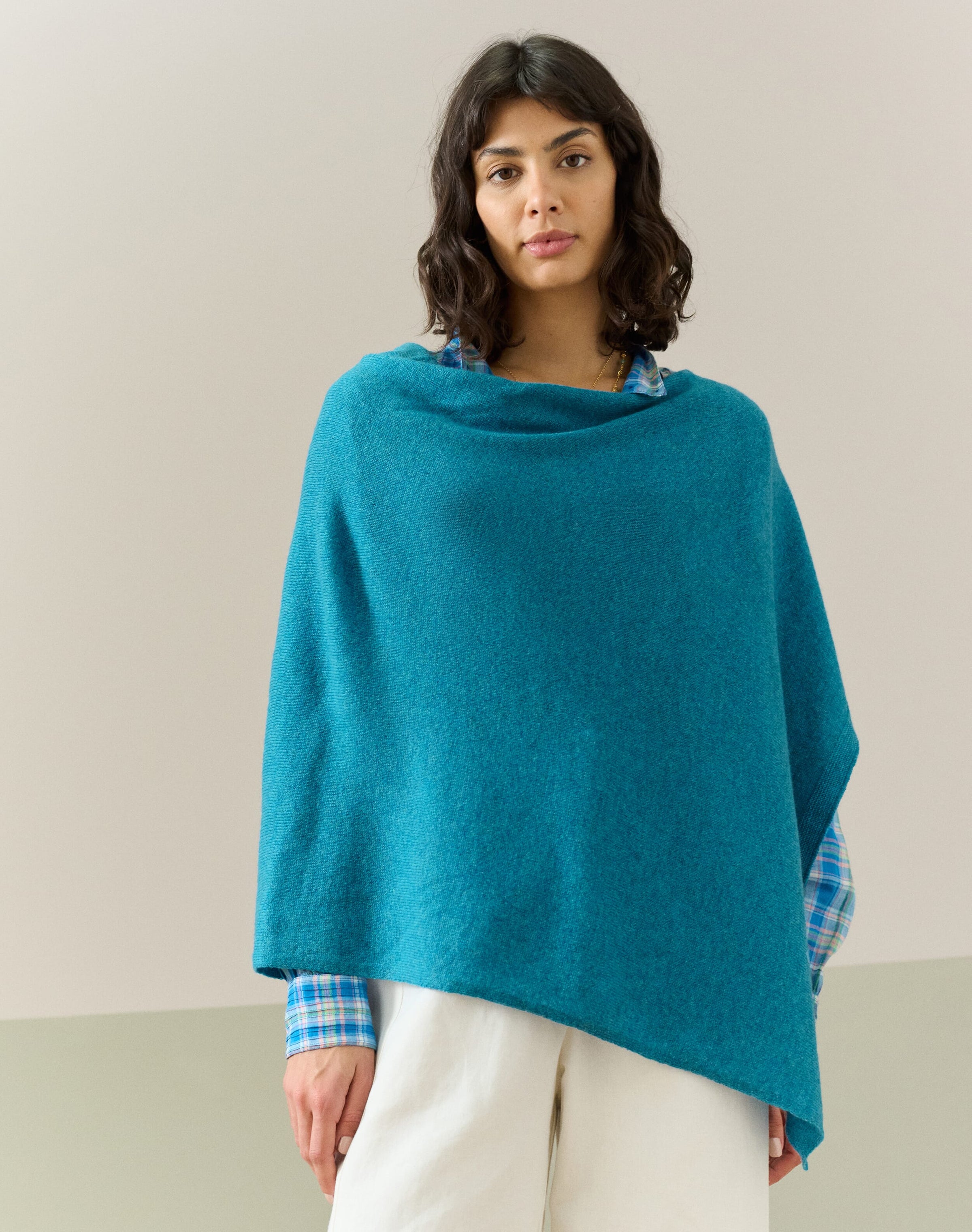 Cashmere Gauzy Knit Poncho