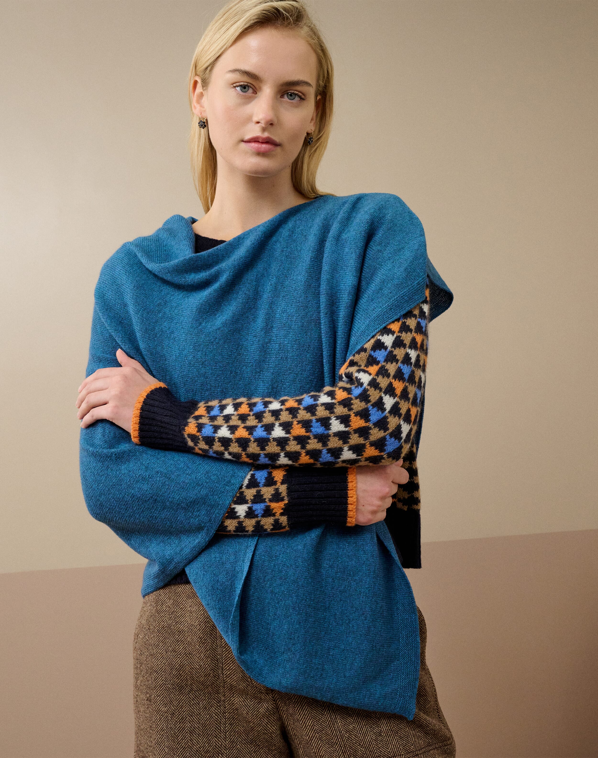 Cashmere Gauzy Knit Poncho