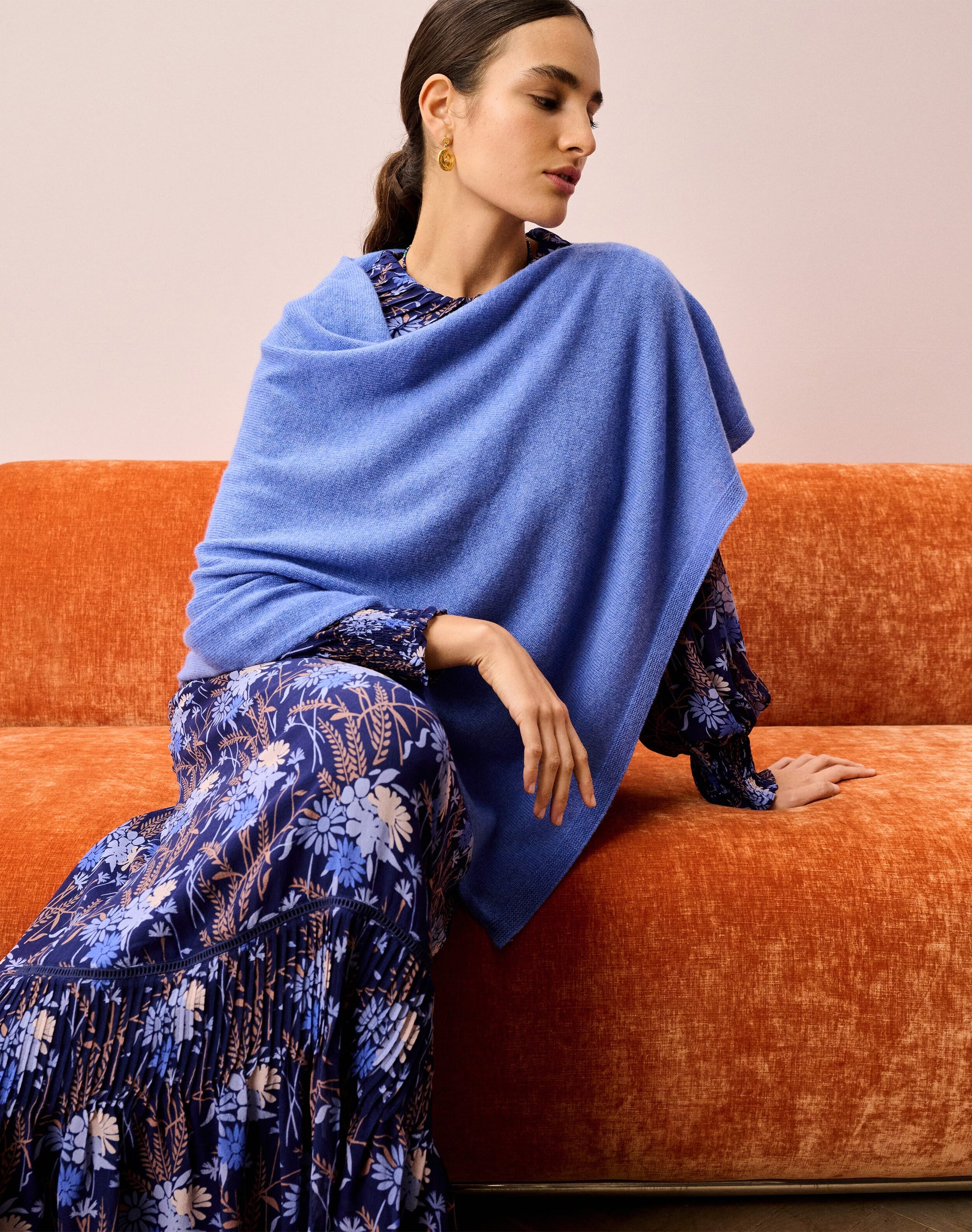 Cashmere Gauzy Knit Poncho