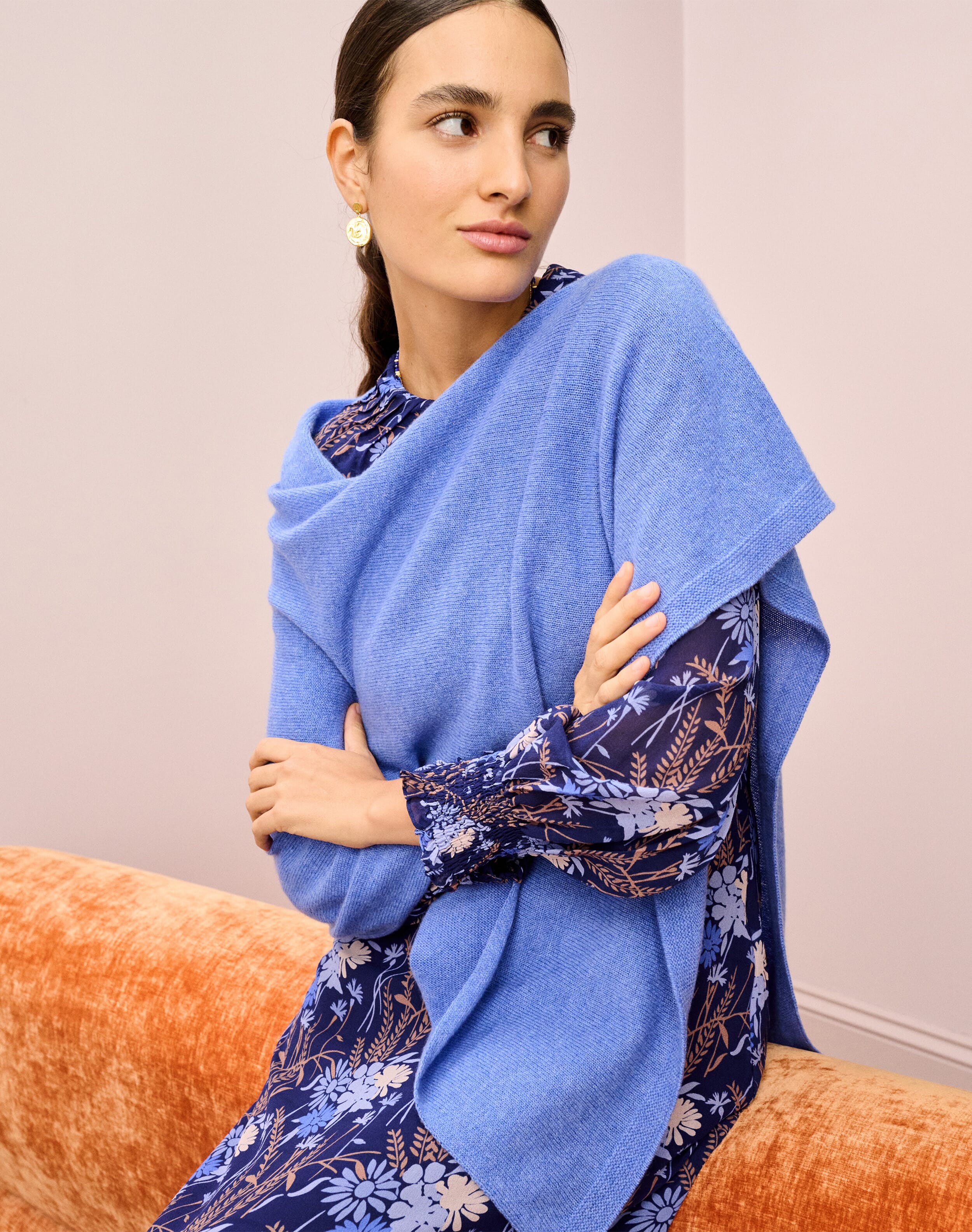 Cashmere Gauzy Knit Poncho