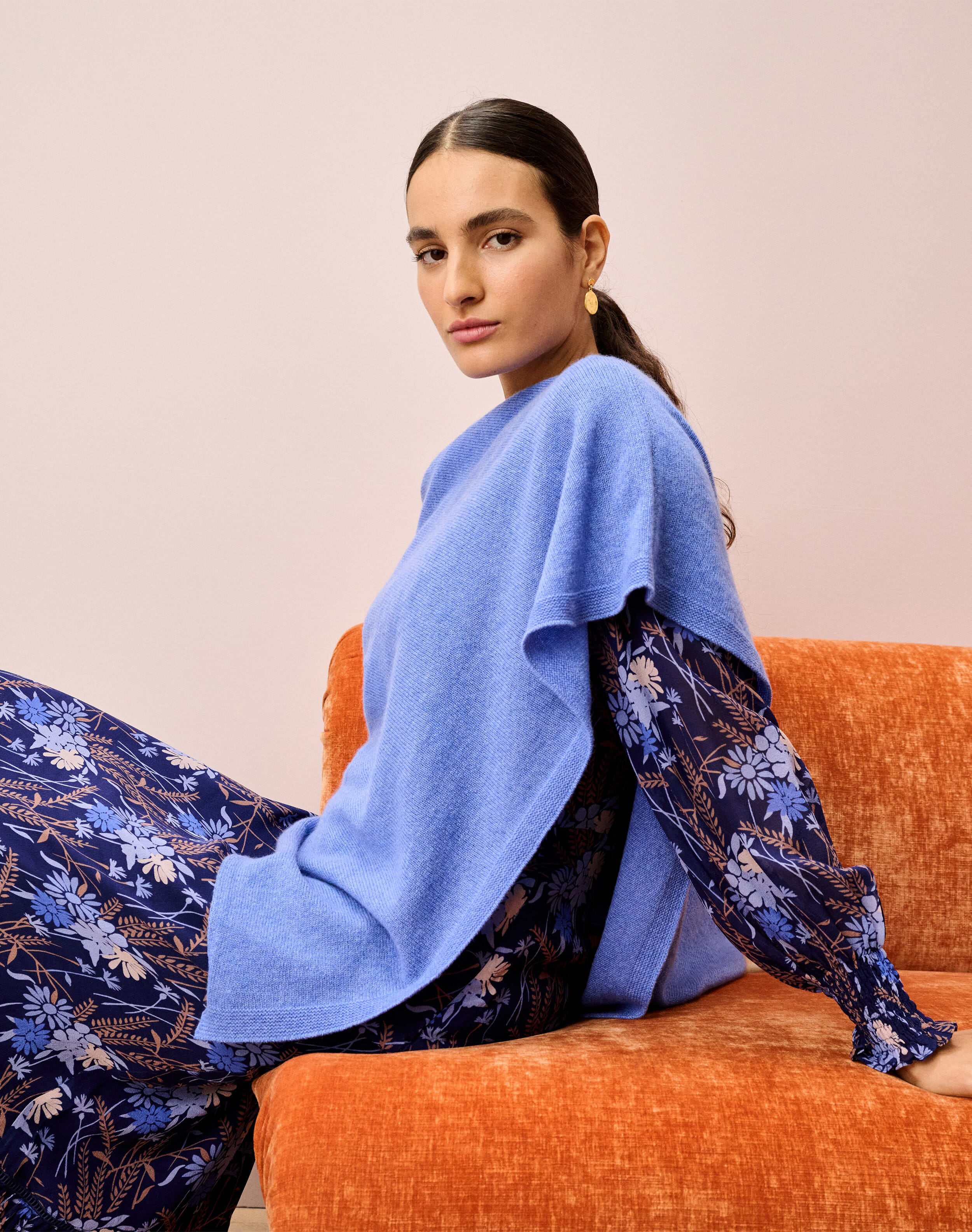 Cashmere Gauzy Knit Poncho