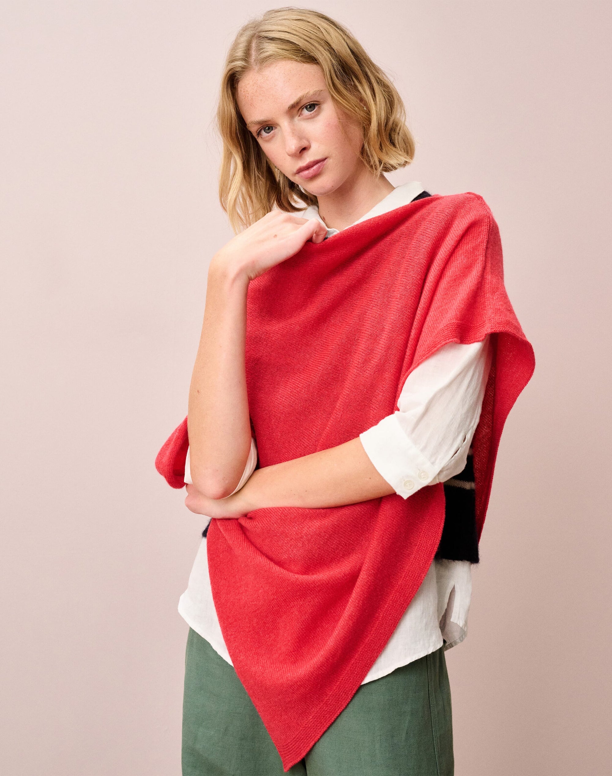 Cashmere Gauzy Knit Poncho