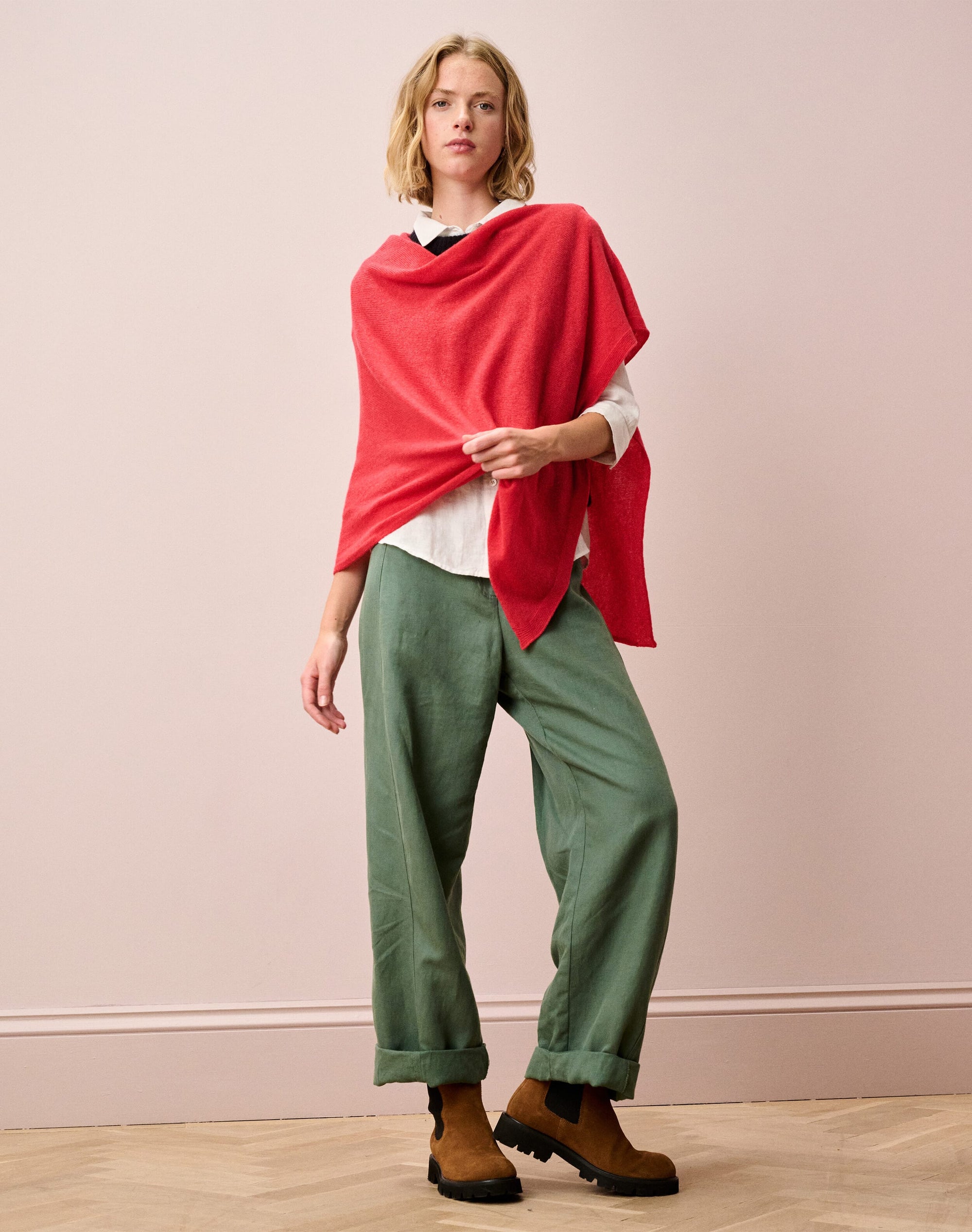 Cashmere Gauzy Knit Poncho