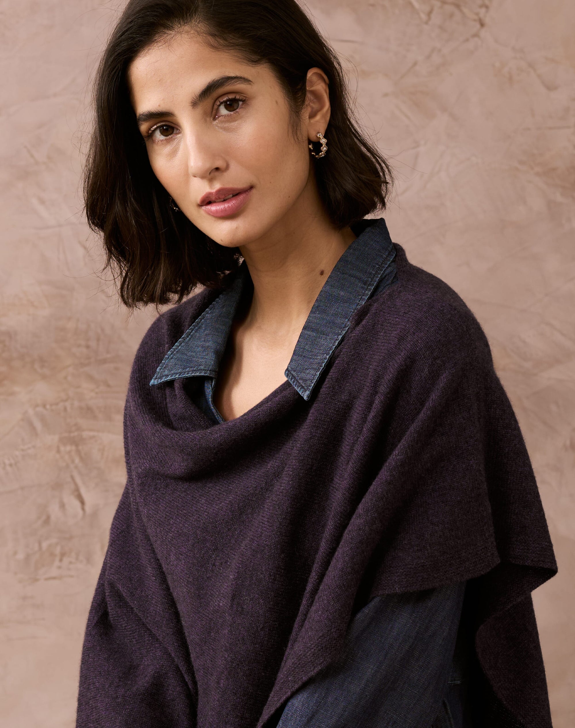 Cashmere Gauzy Knit Poncho