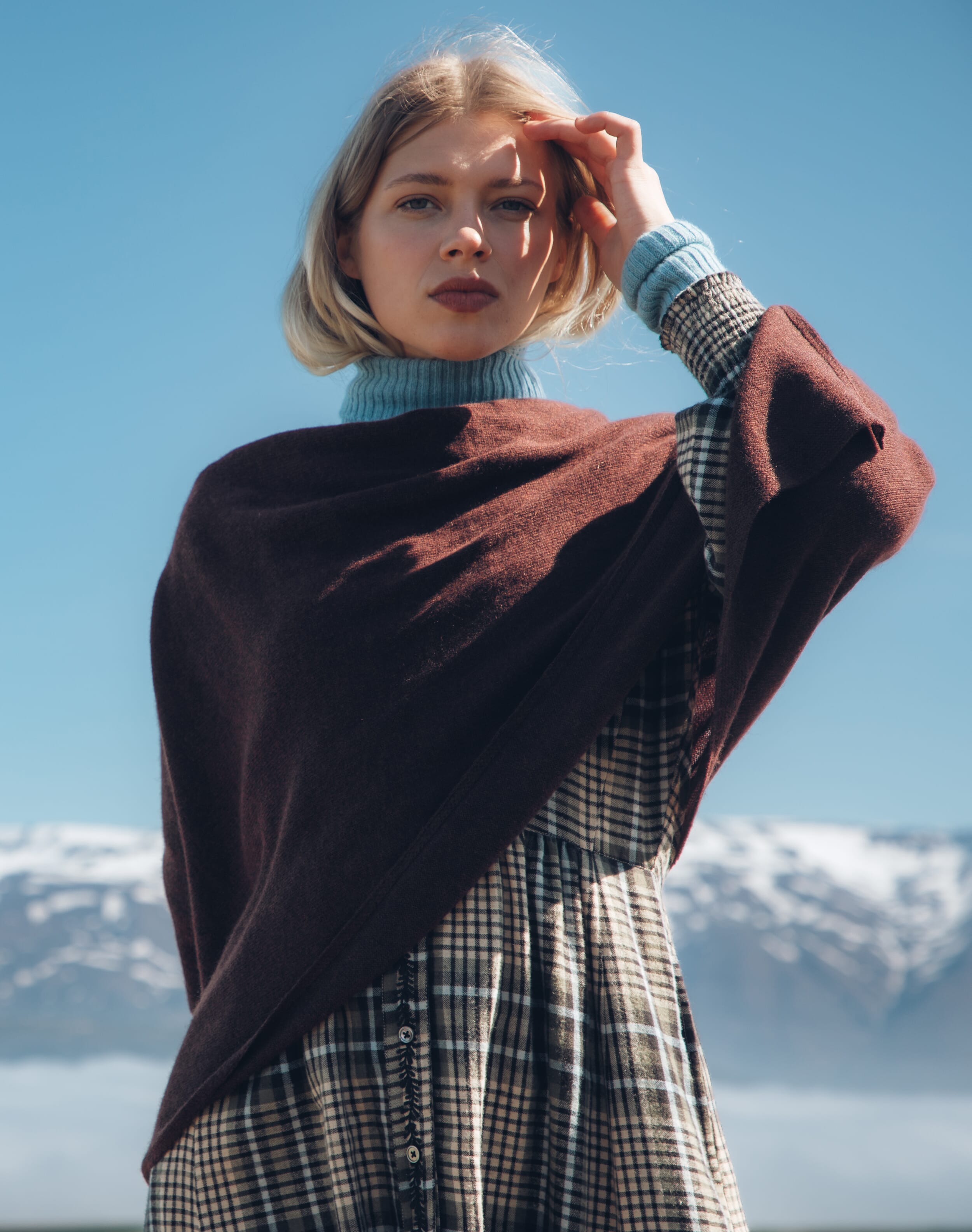 Cashmere Gauzy Knit Poncho