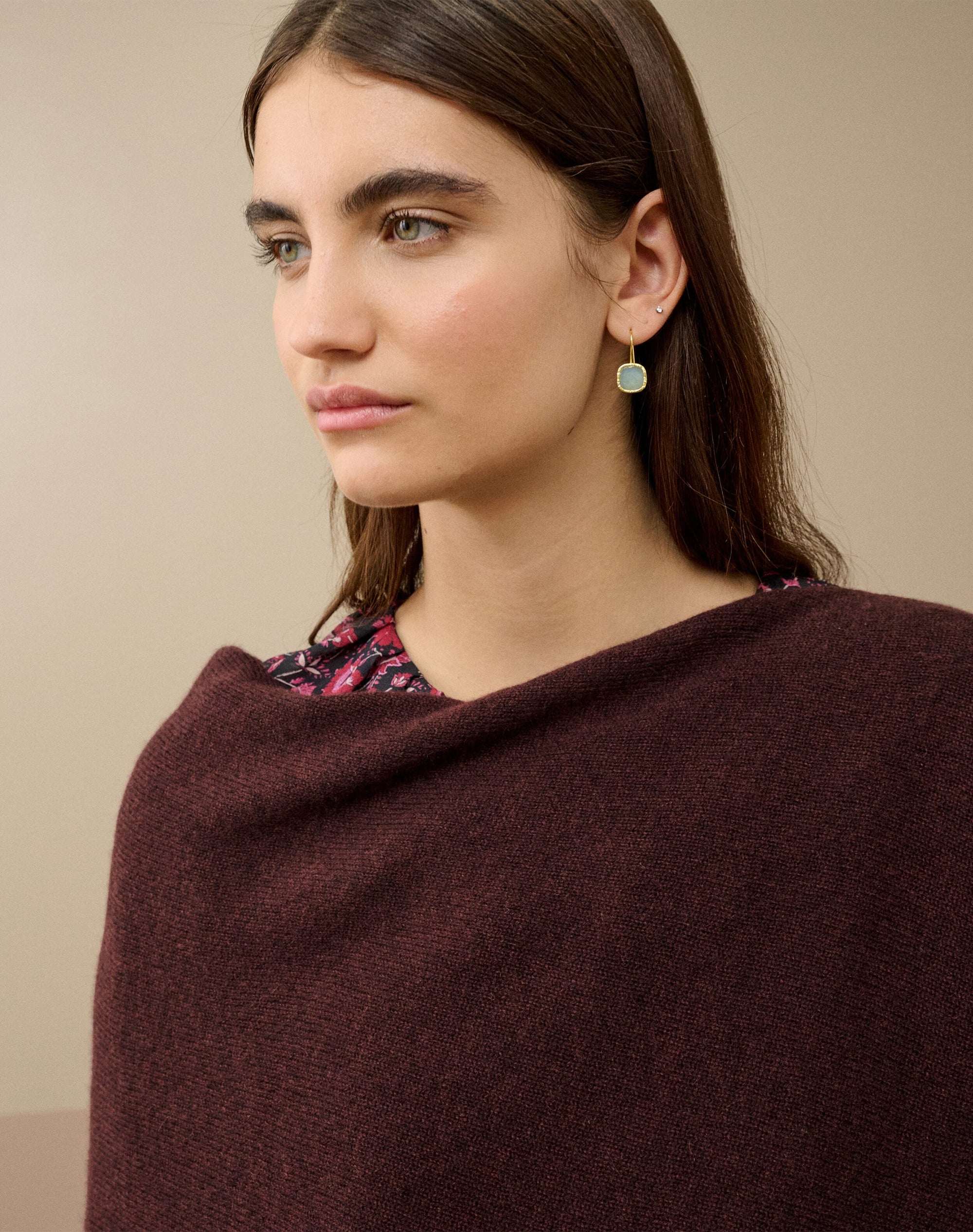Cashmere Gauzy Knit Poncho