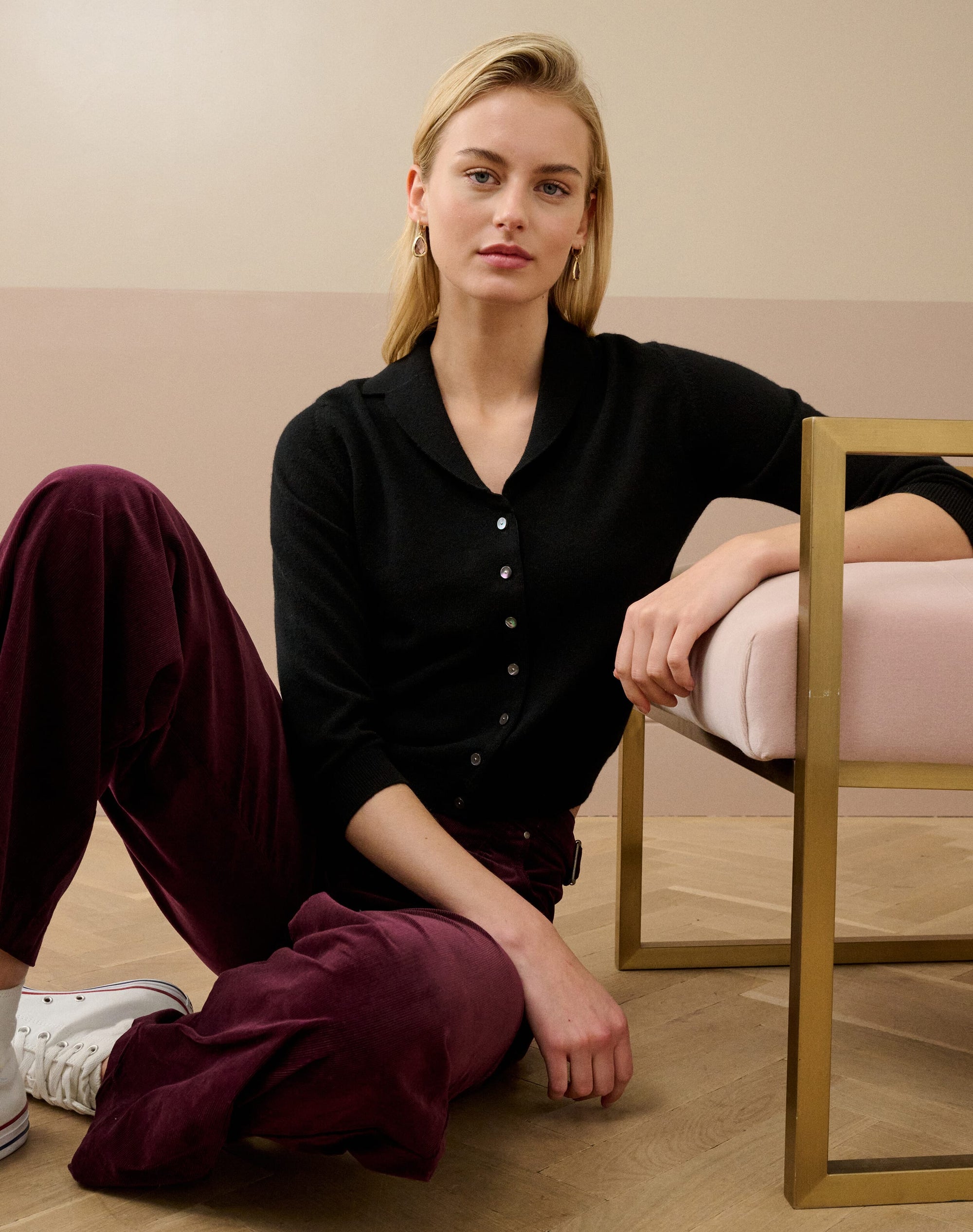 Cashmere Vintage Collar Cardigan