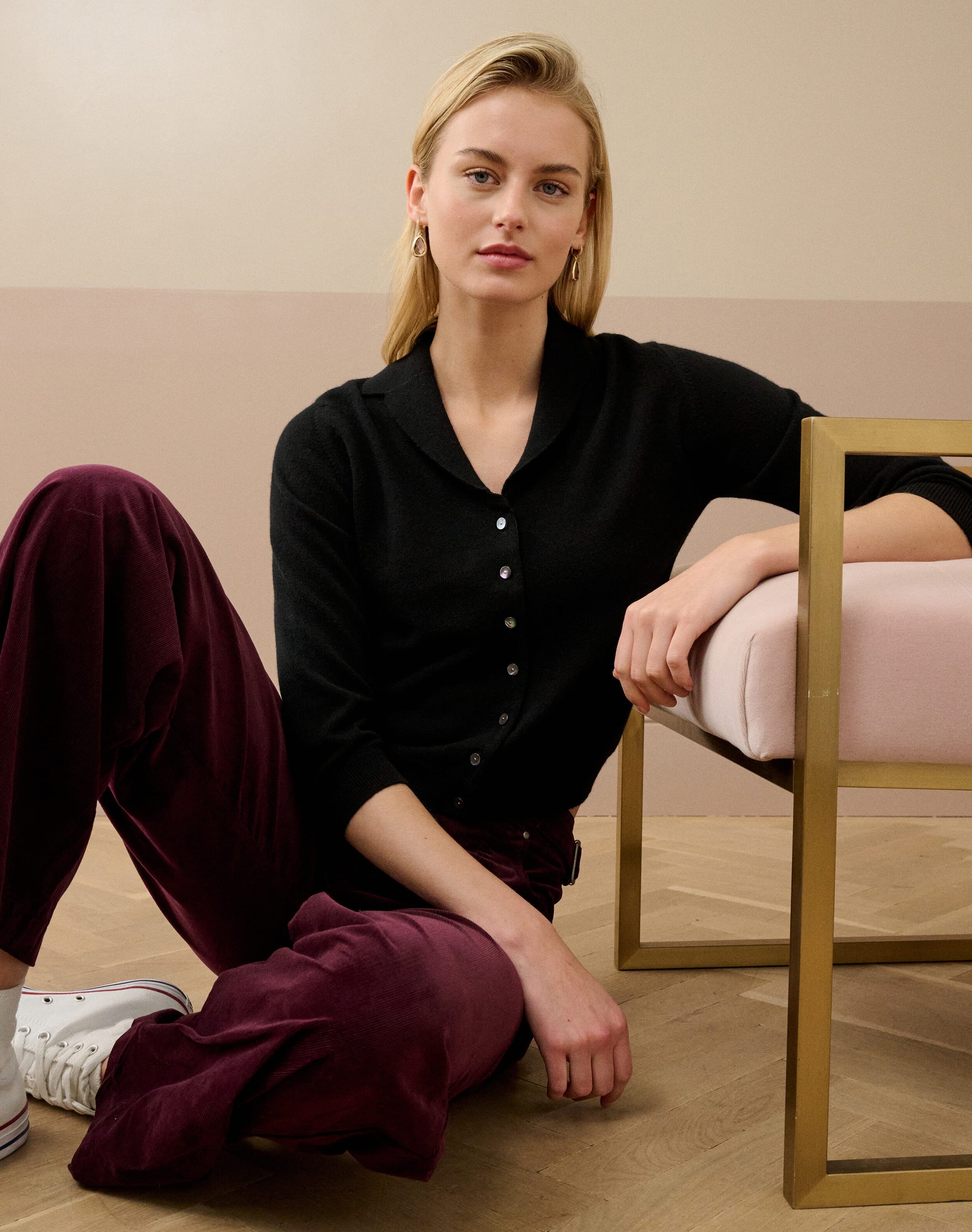 Cashmere Vintage Collar Cardigan
