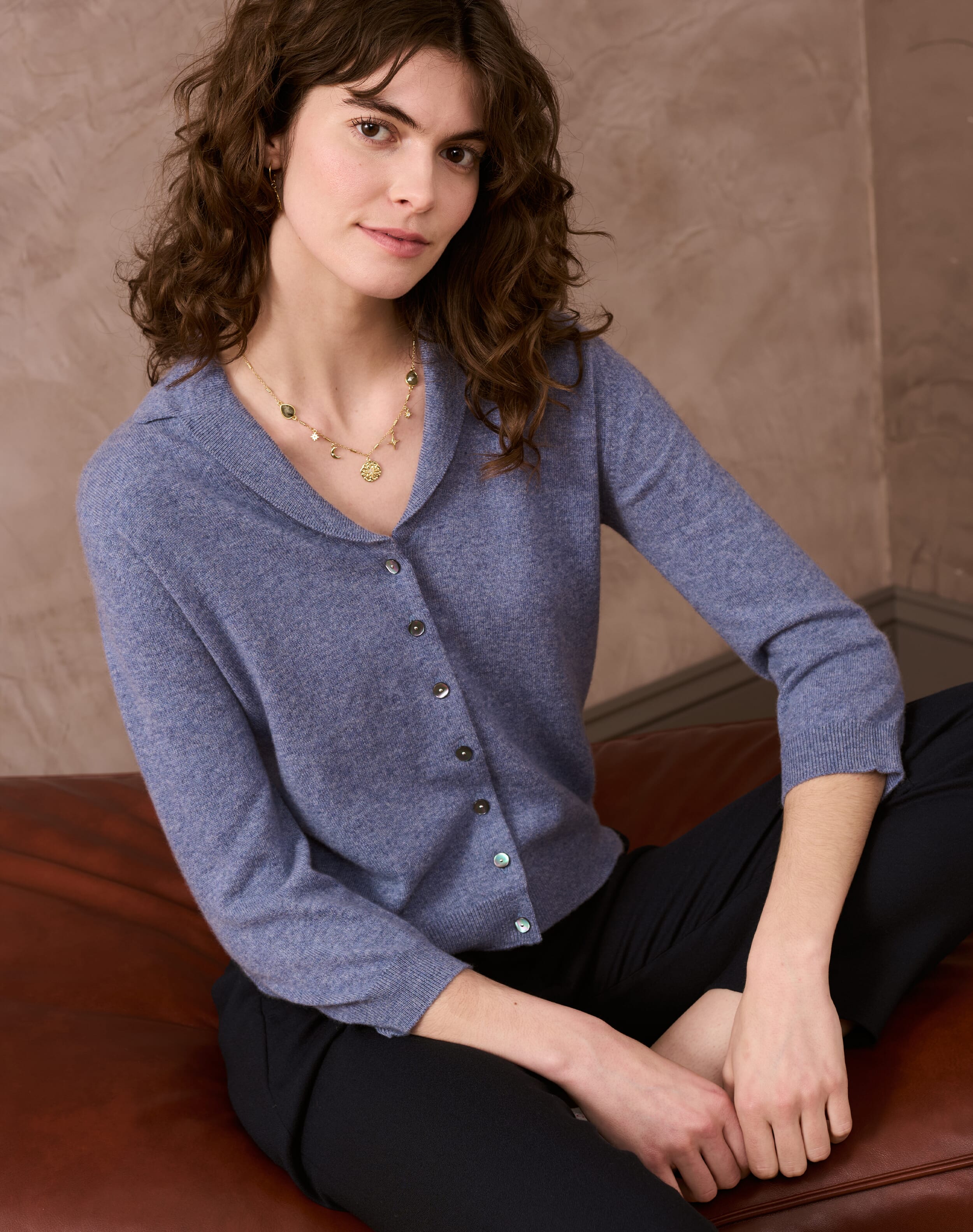 Cashmere Vintage Collar Cardigan