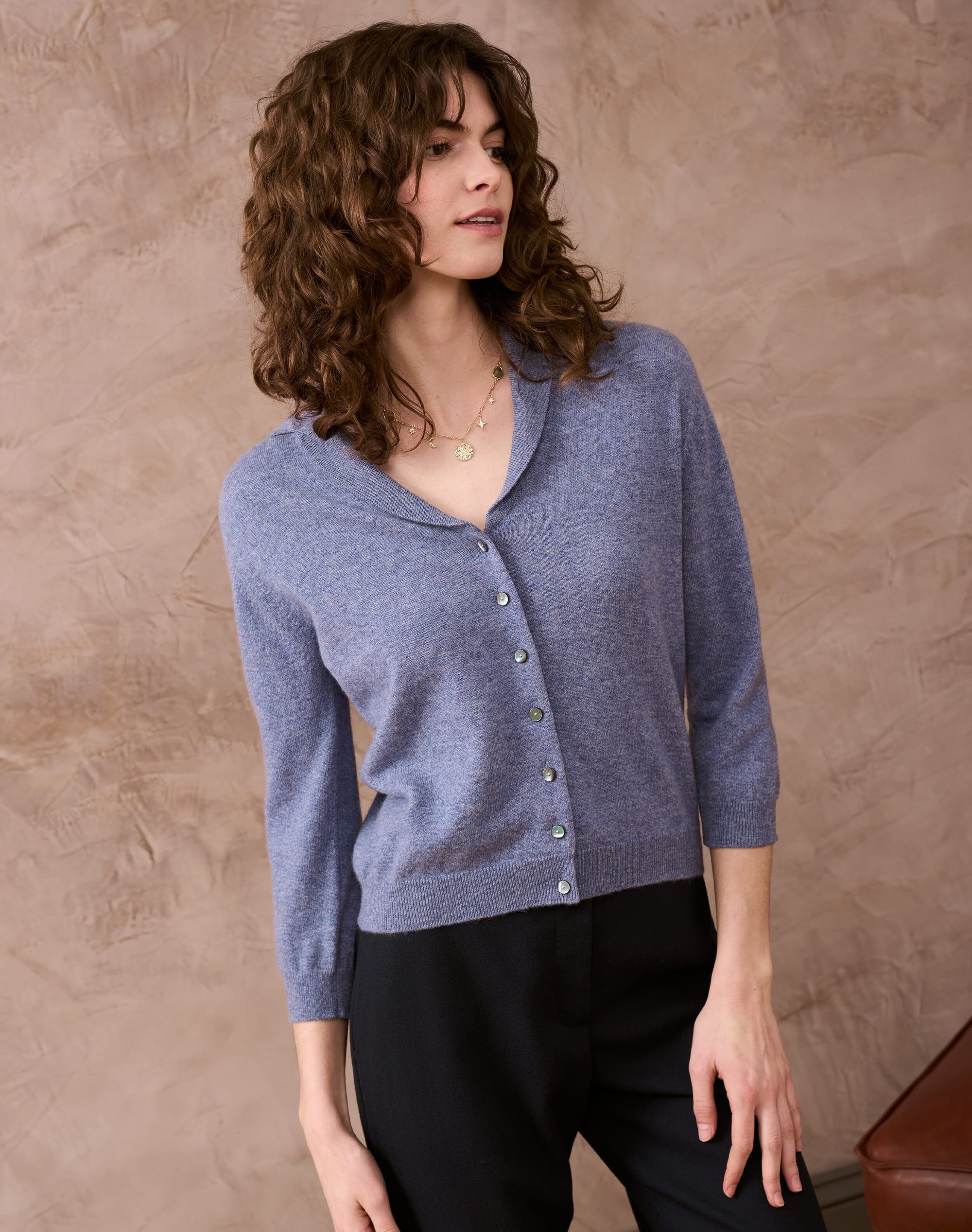 Cashmere Vintage Collar Cardigan