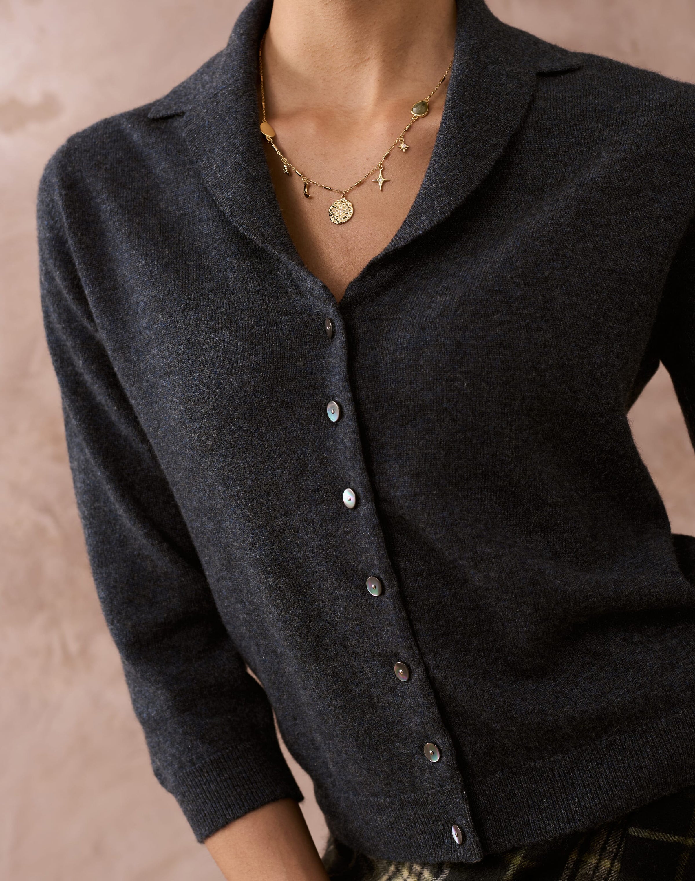 Cashmere Vintage Collar Cardigan