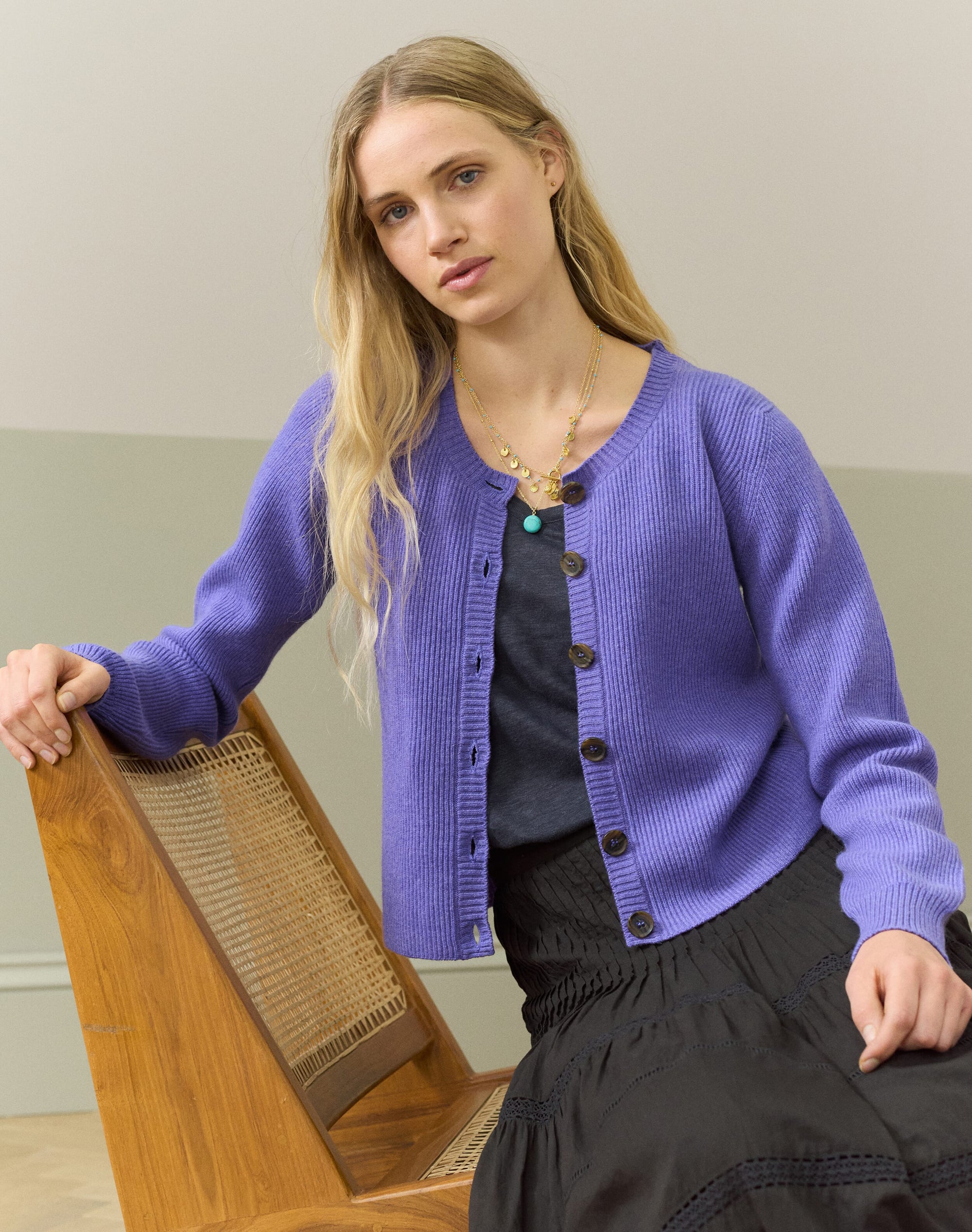Cashmere Ribbed Cardigan