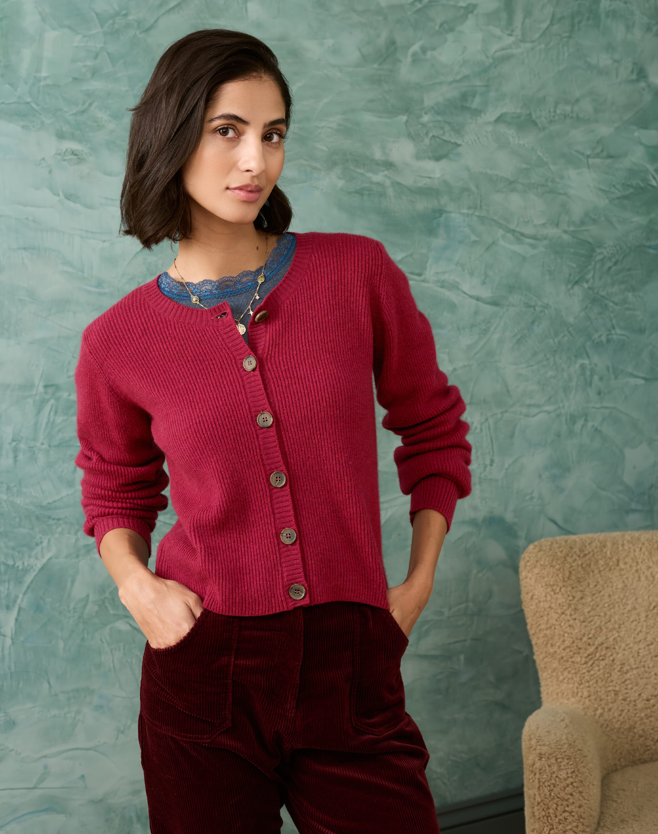 Cashmere Ribbed Cardigan