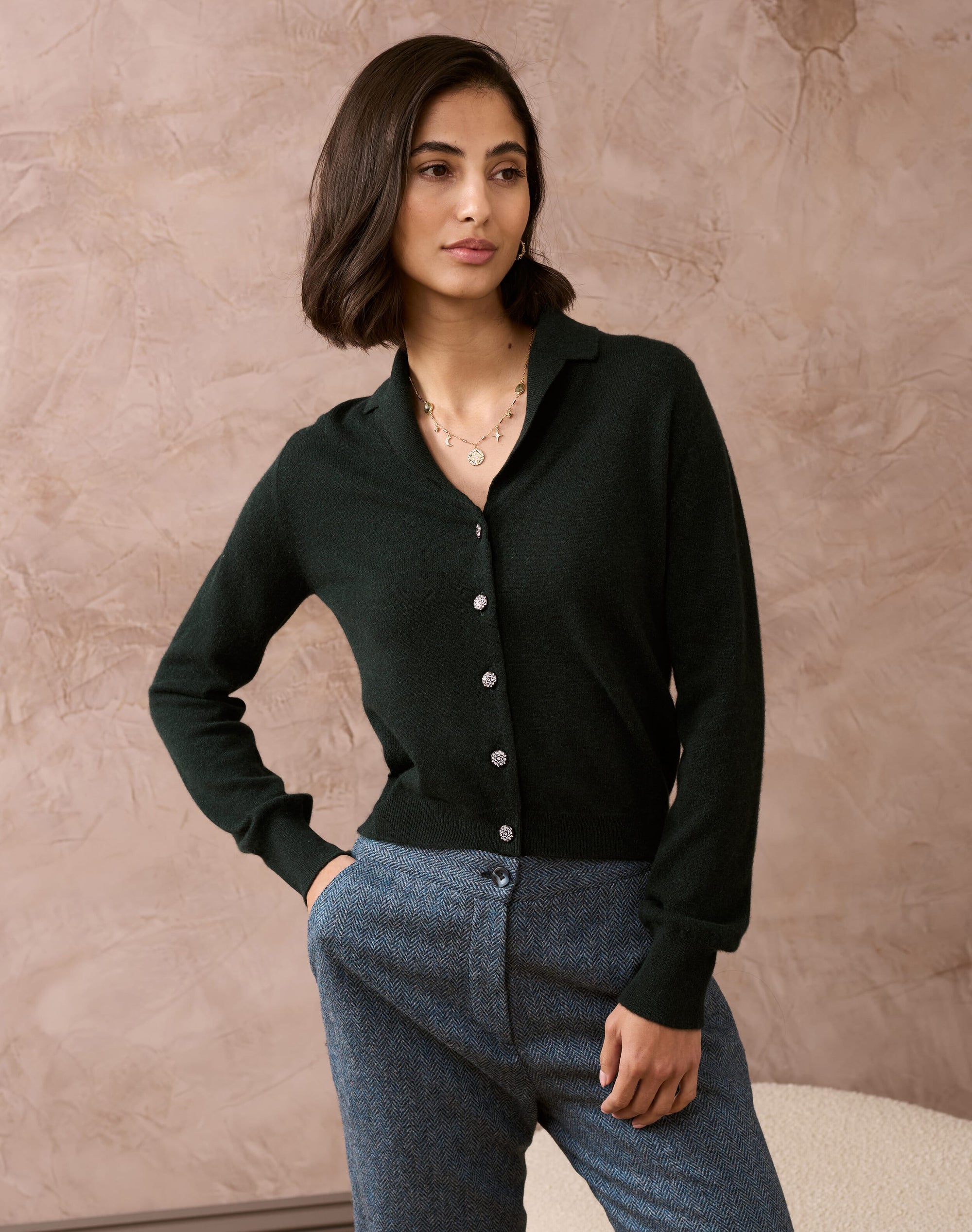 Cashmere Collared Cardigan
