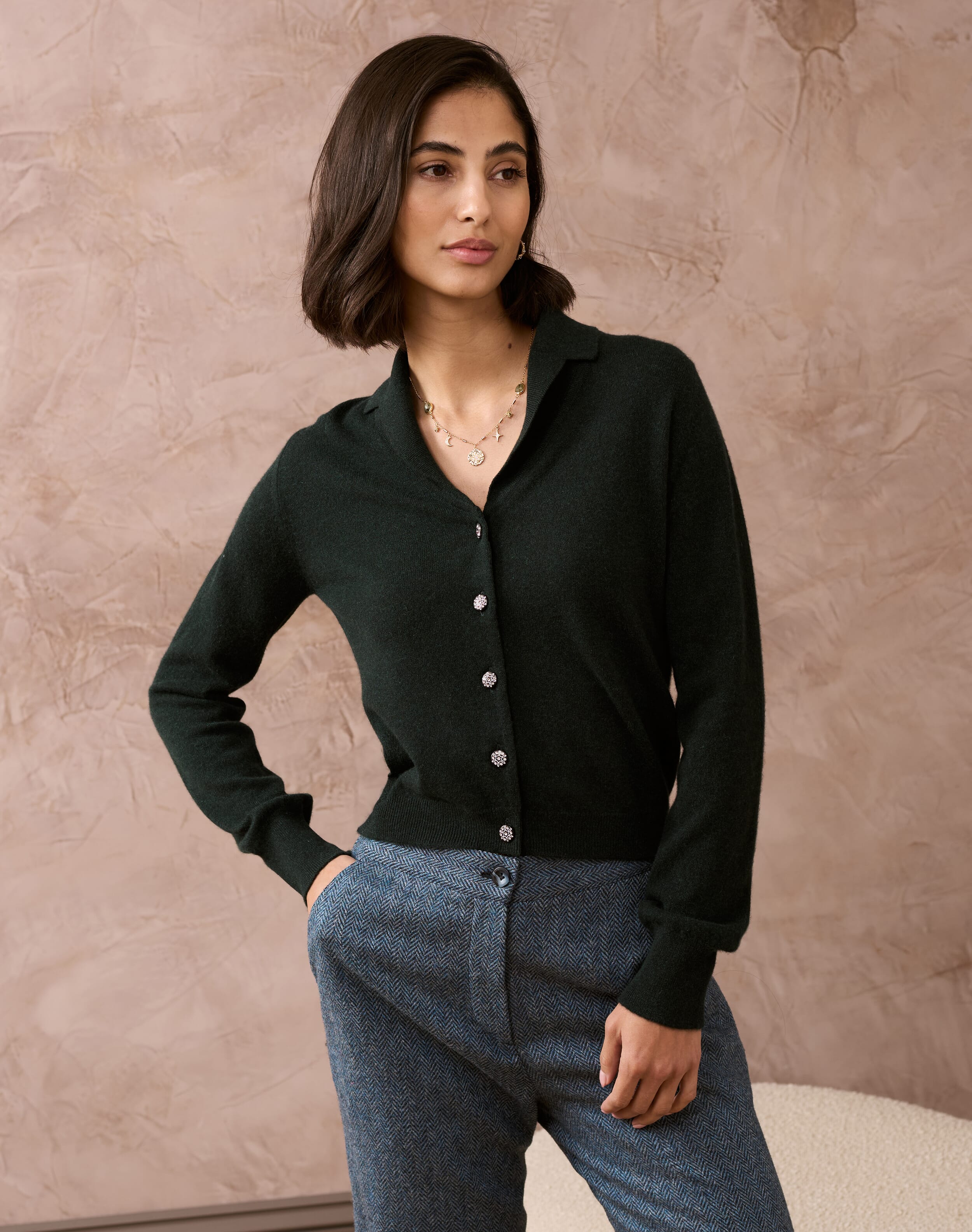 Cashmere Collared Cardigan